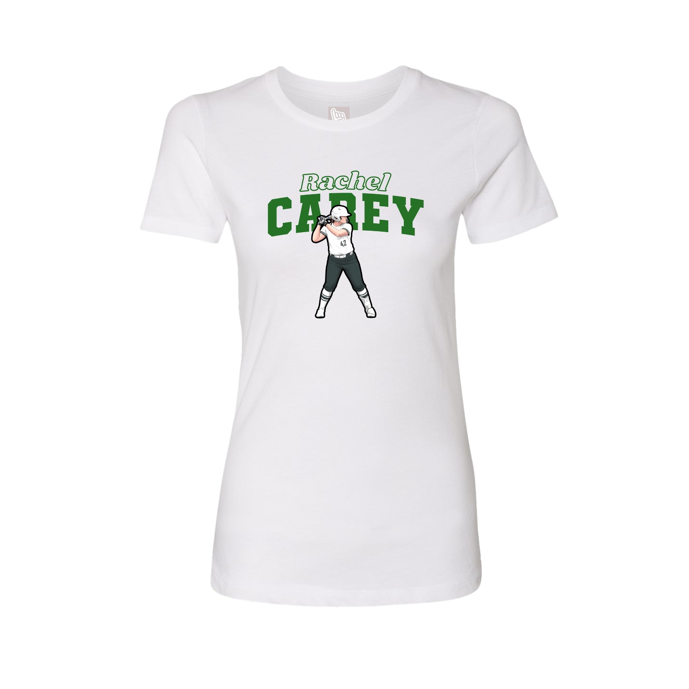 Fitted Women's Tee — Name Arch in White