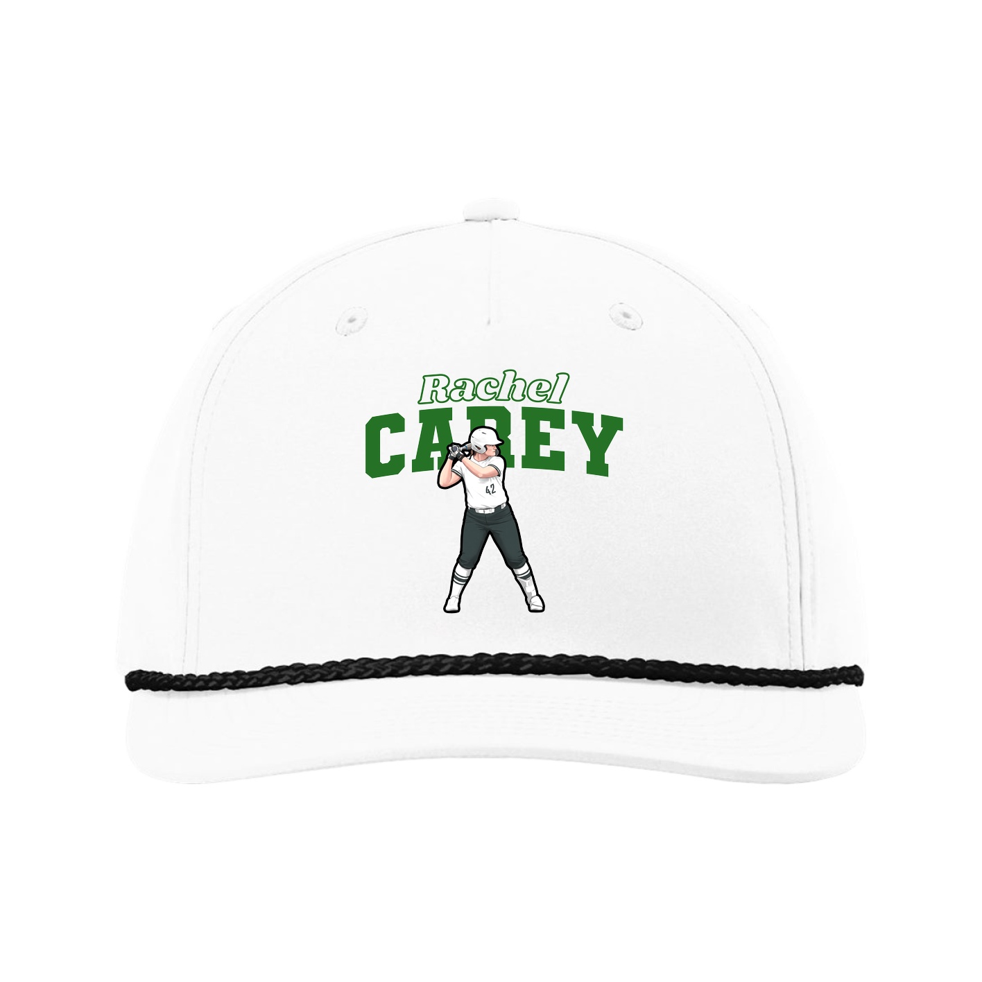 Five-Panel Classic Rope Cap — Name Arch in White