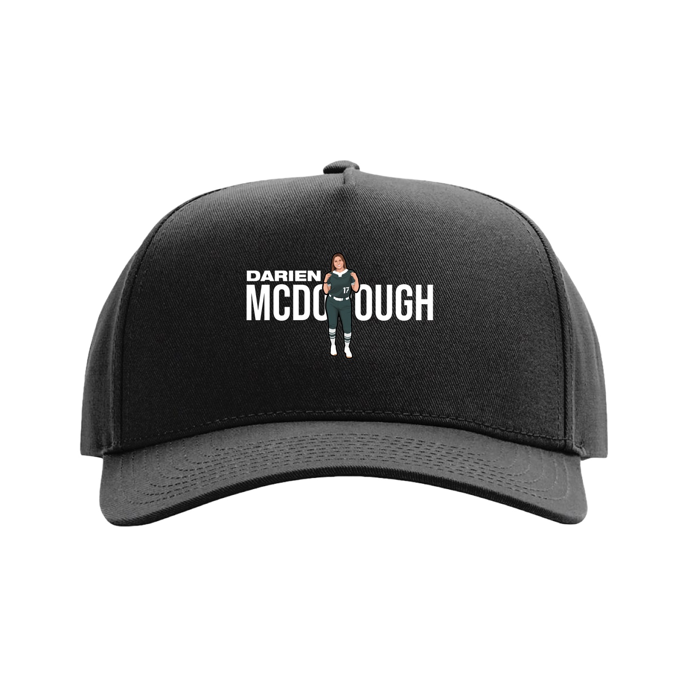 Full Fabric Five-Panel Champ Cap — Player Name in Black