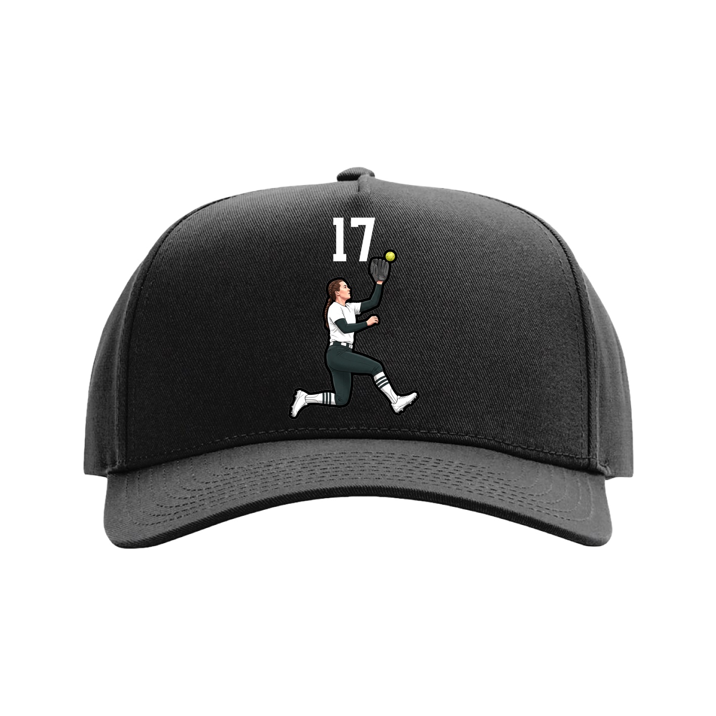 Full Fabric Five-Panel Champ Cap — Number Top in Black