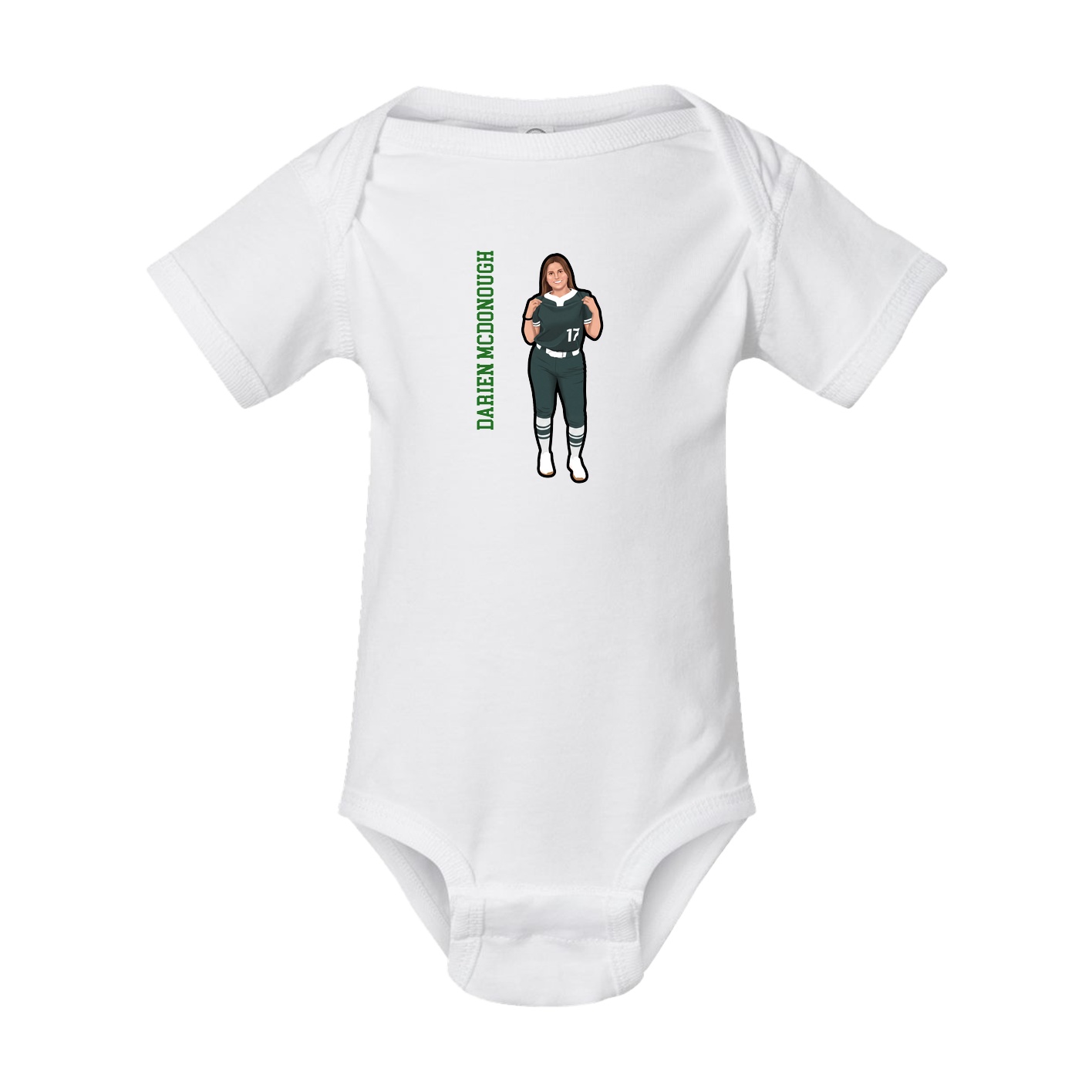 Baby Onesie — Name Vertical in White