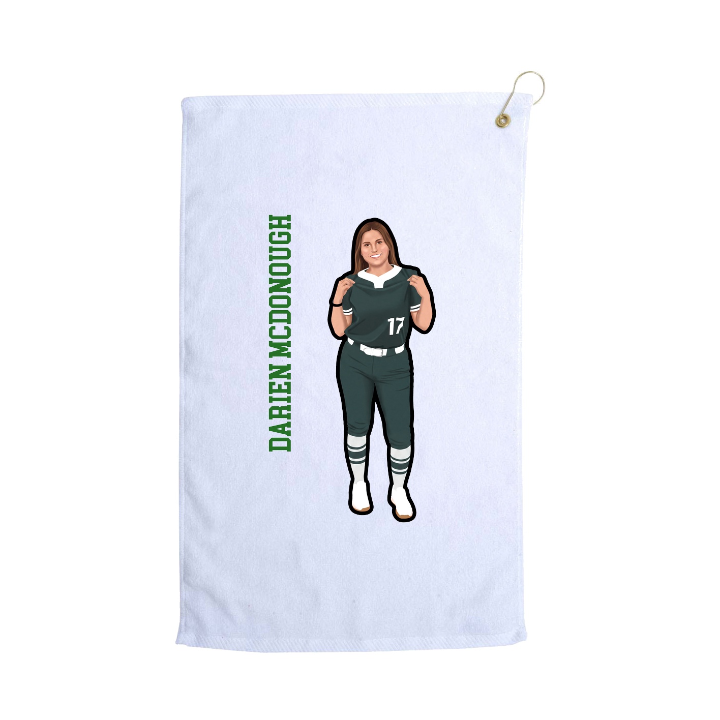 Golf Towel — Name Vertical in White
