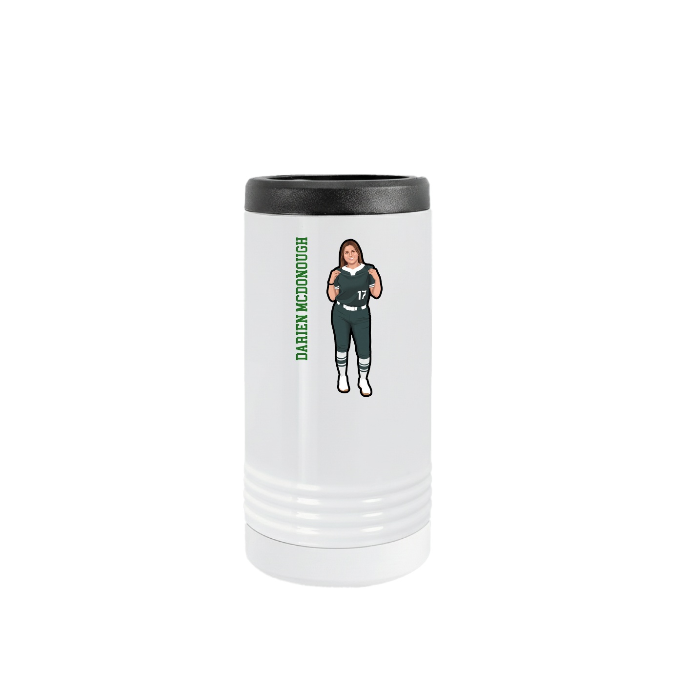 Slim Beverage Holder — Name Vertical in White