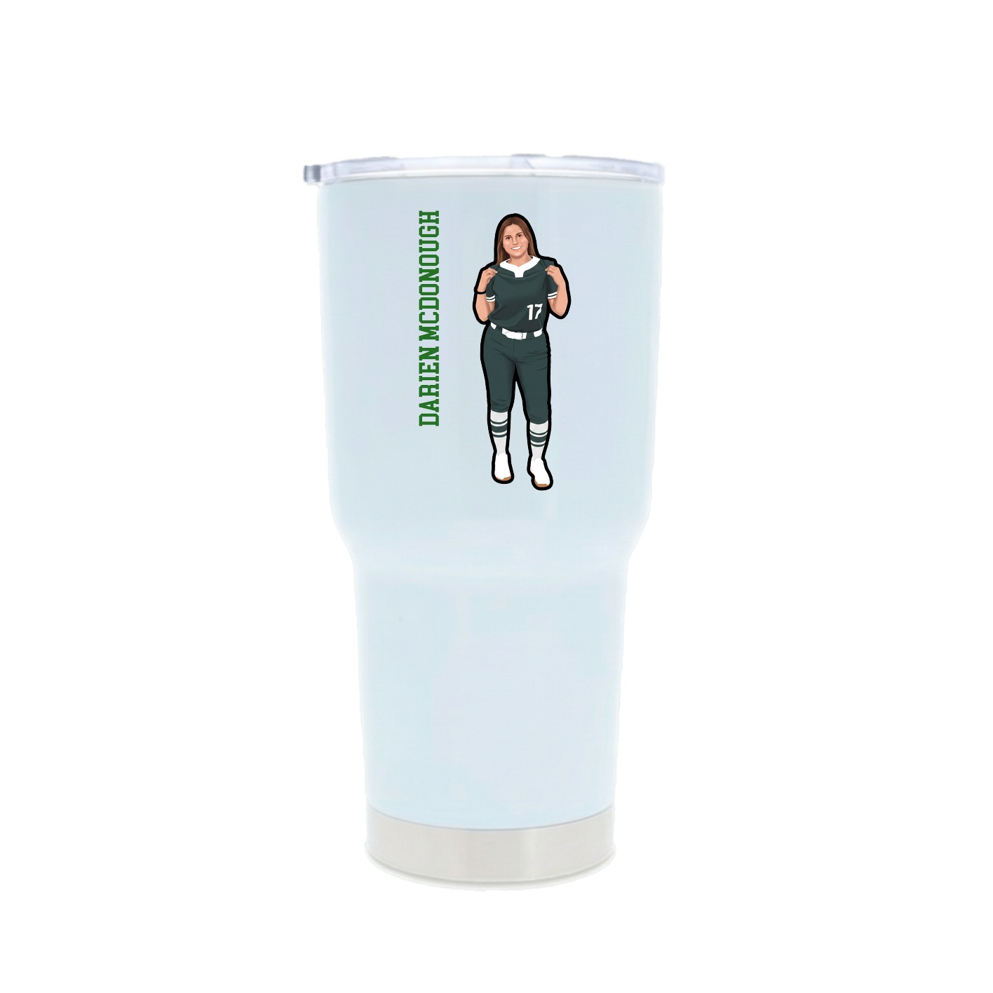 30oz Stainless Steel Tumbler — Name Vertical in White