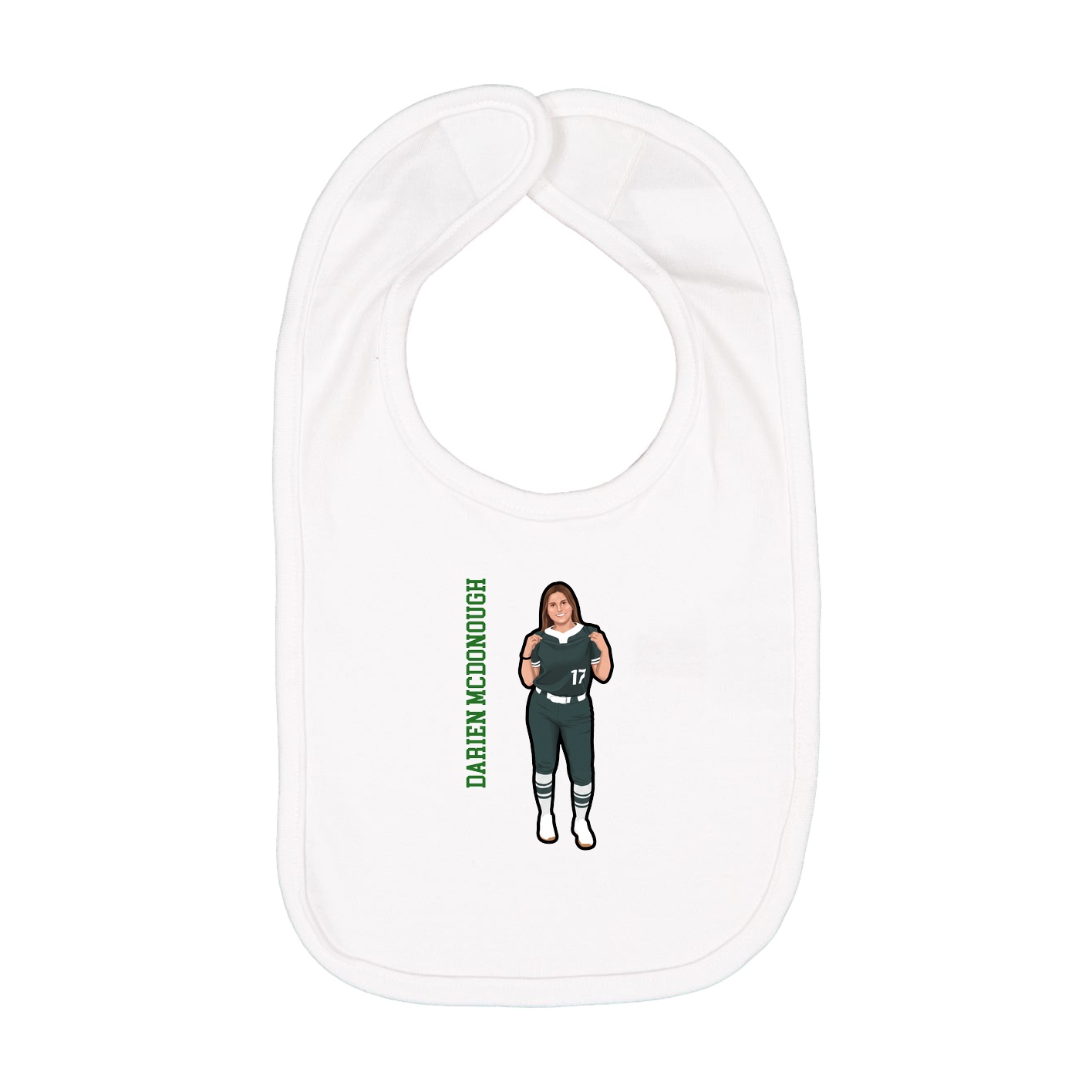 Infant Bib — Name Vertical in White