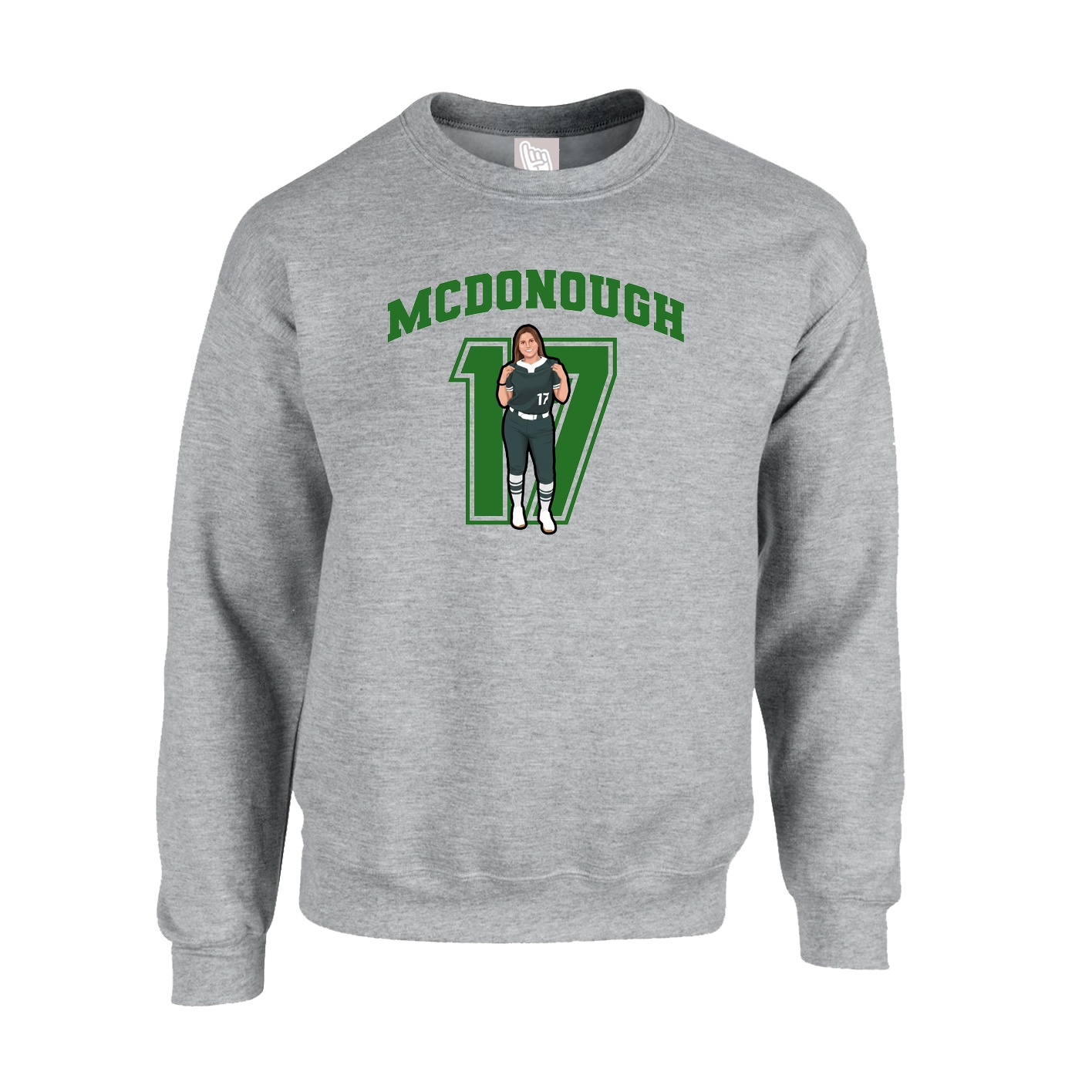Fleece Crew — Number in Grey