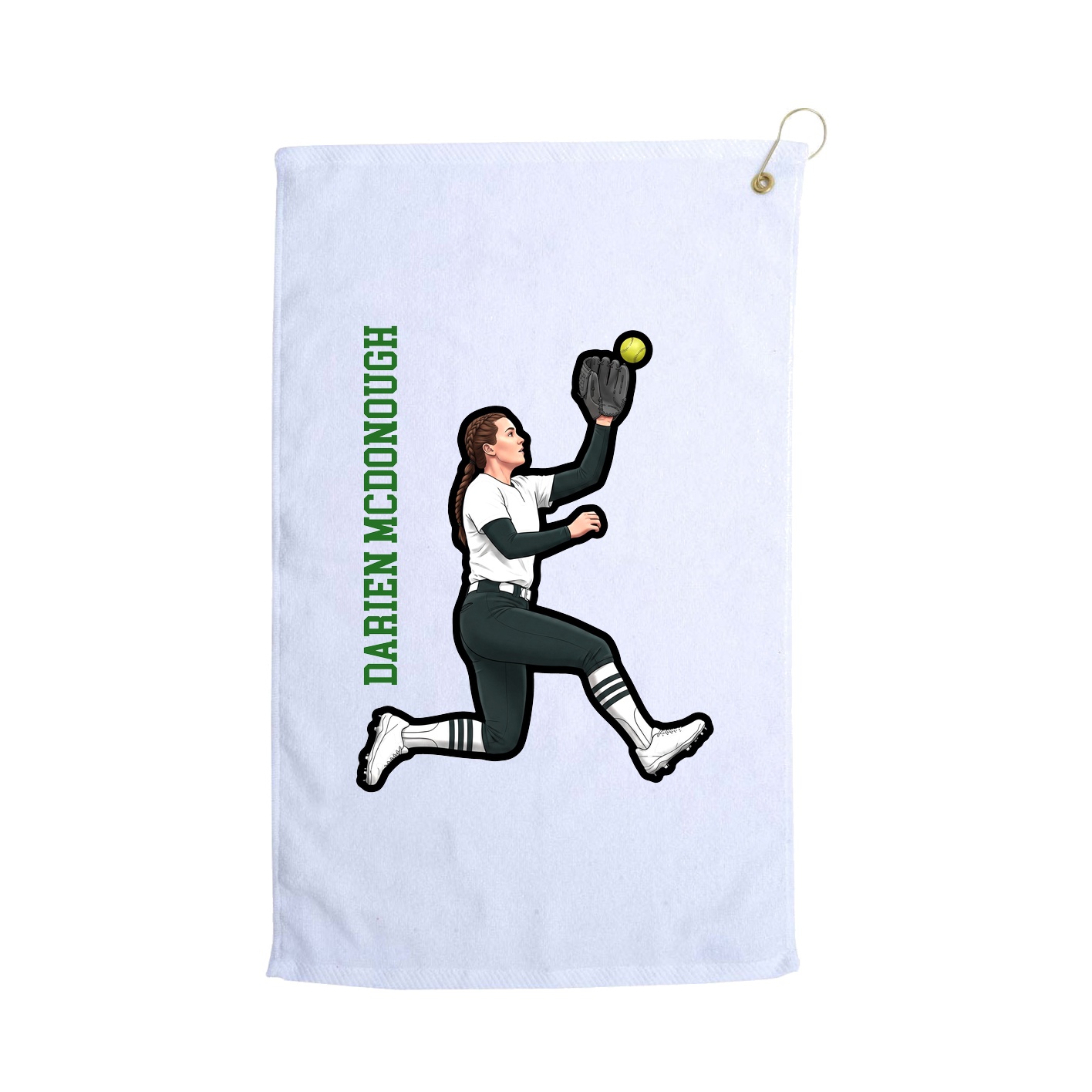 Golf Towel — Name Vertical in White