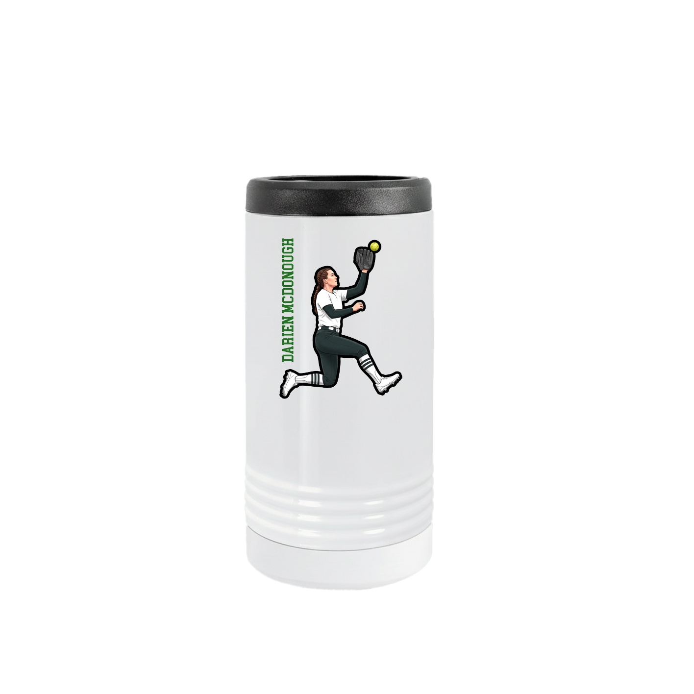 Slim Beverage Holder — Name Vertical in White
