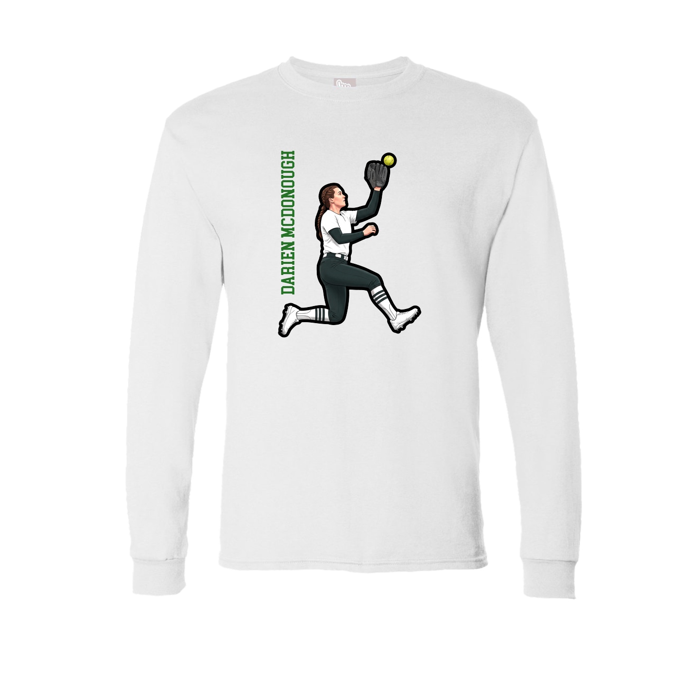 Long Sleeve Tee — Name Vertical in White