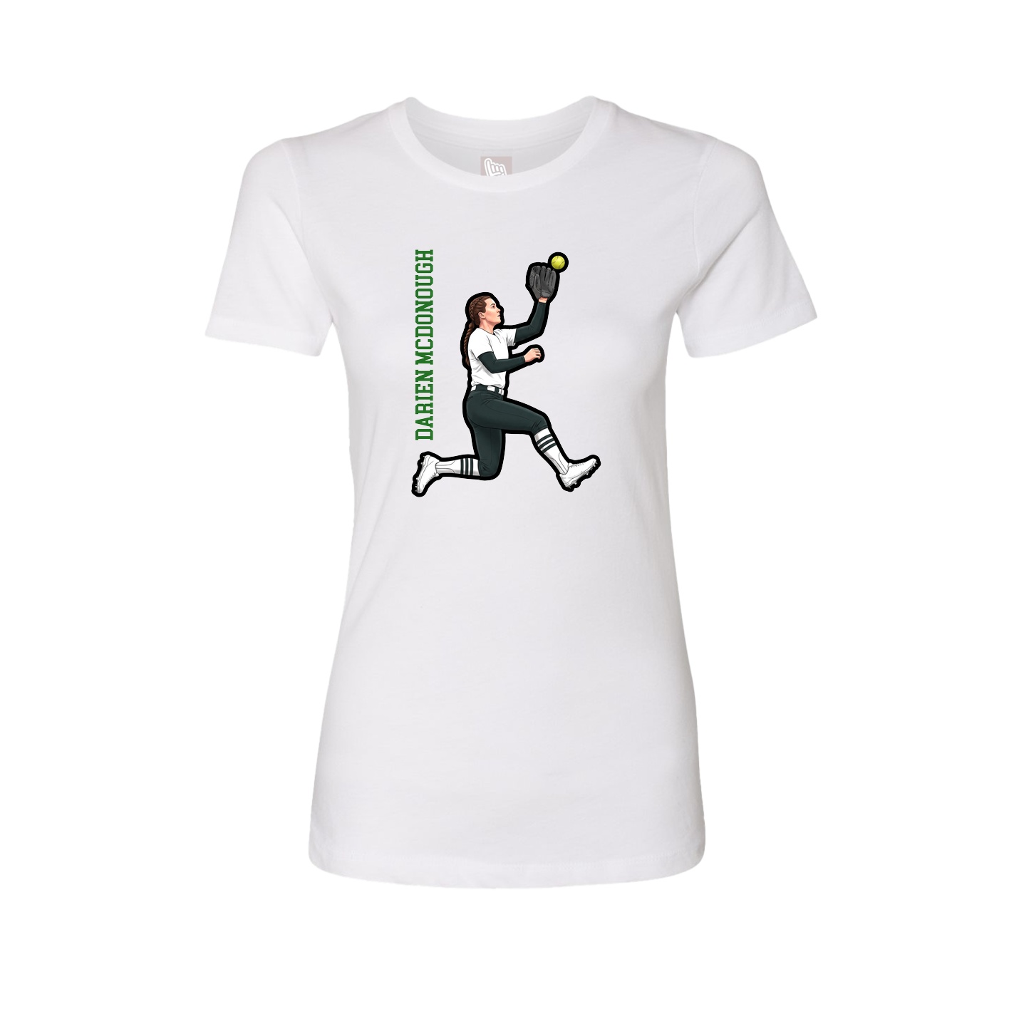 Fitted Women's Tee — Name Vertical in White