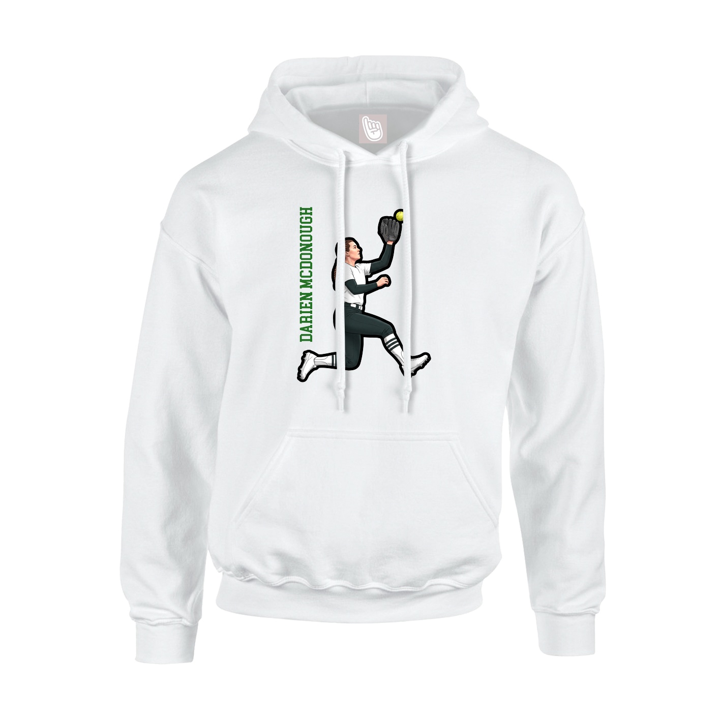 Youth Hoodie — Name Vertical in White