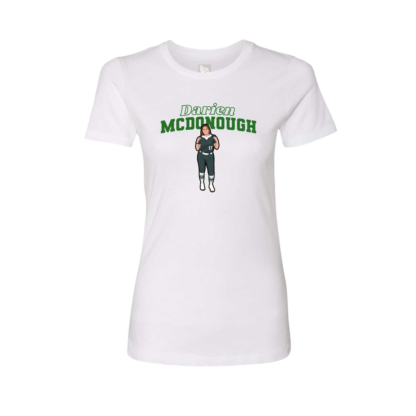 Fitted Women's Tee — Name Arch in White