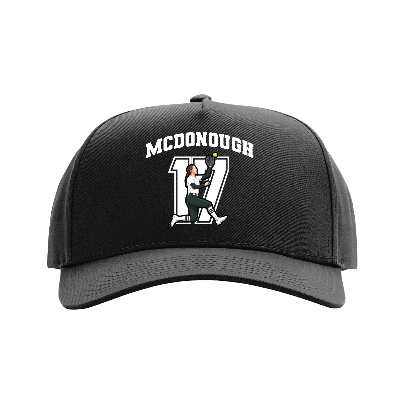 Full Fabric Five-Panel Champ Cap — Number in Black