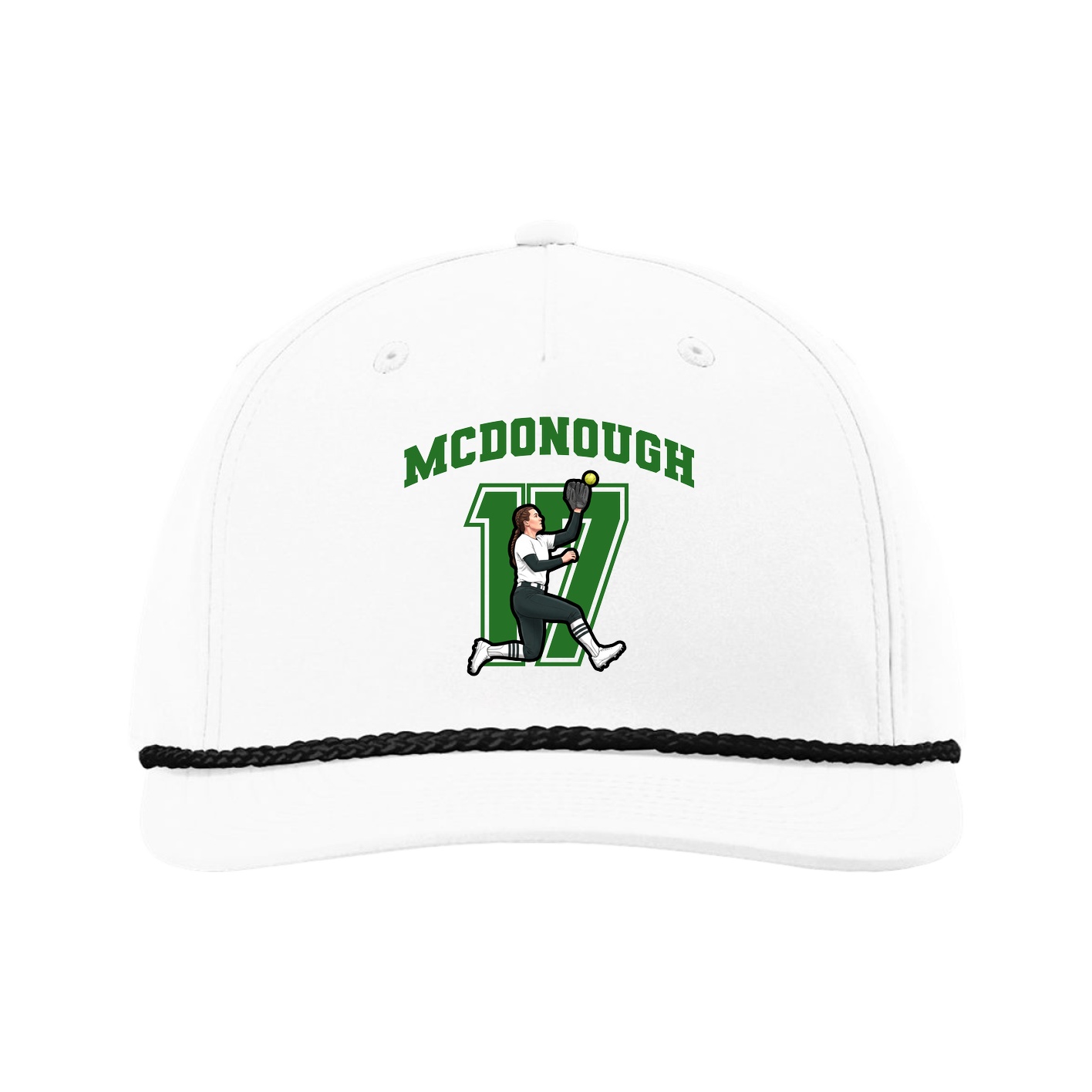 Five-Panel Classic Rope Cap — Number in White