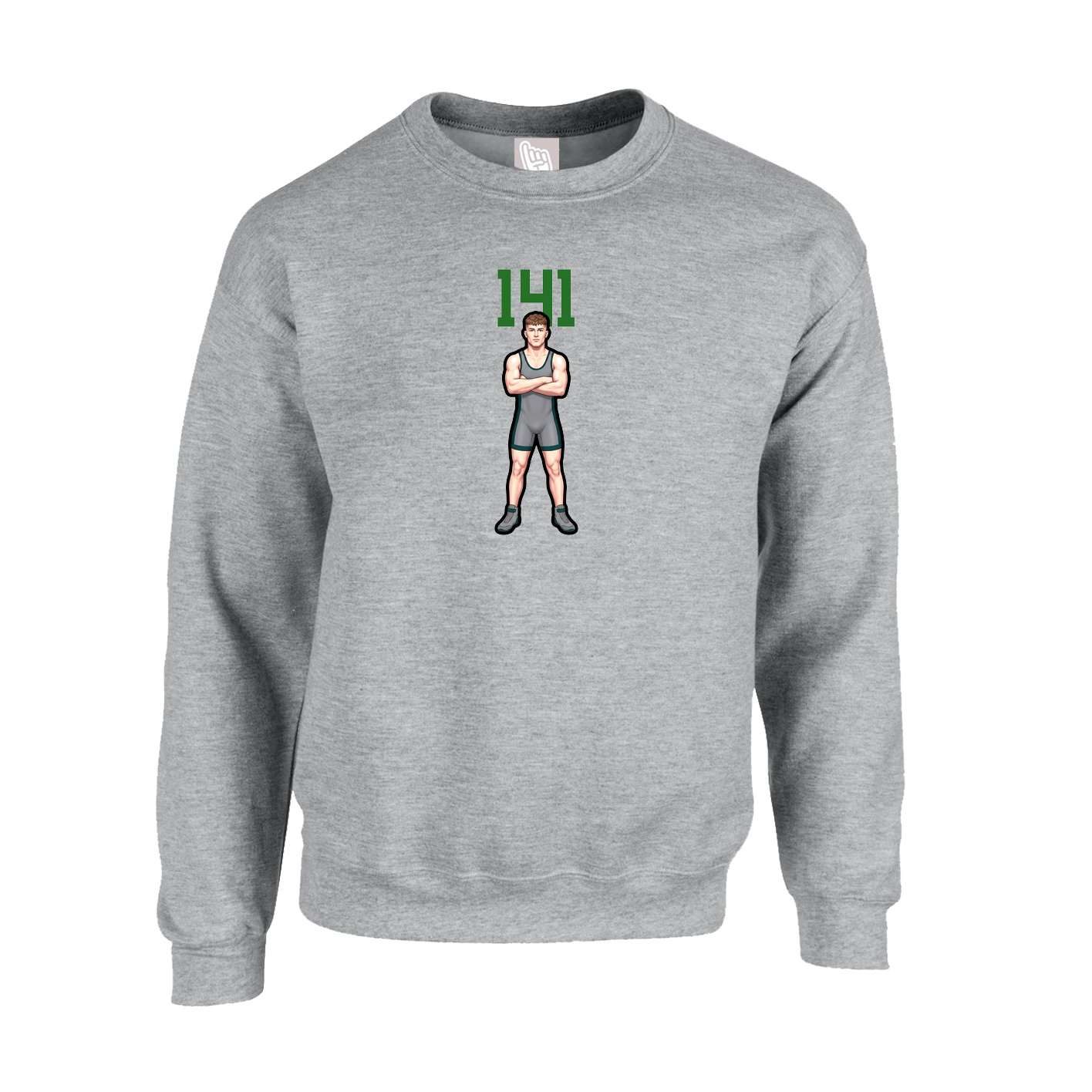 Fleece Crew — Number Top in Grey