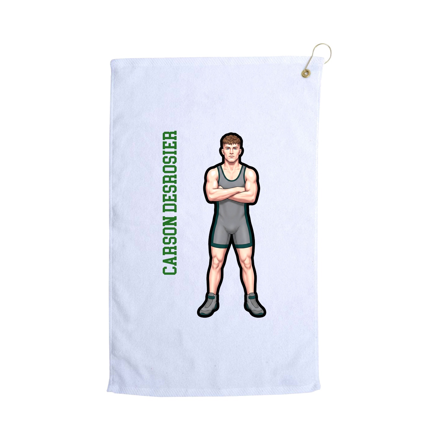 Golf Towel — Name Vertical in White
