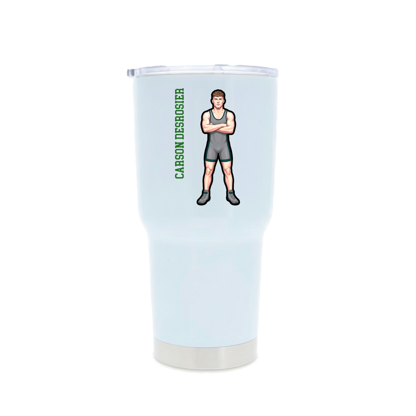 30oz Stainless Steel Tumbler — Name Vertical in White