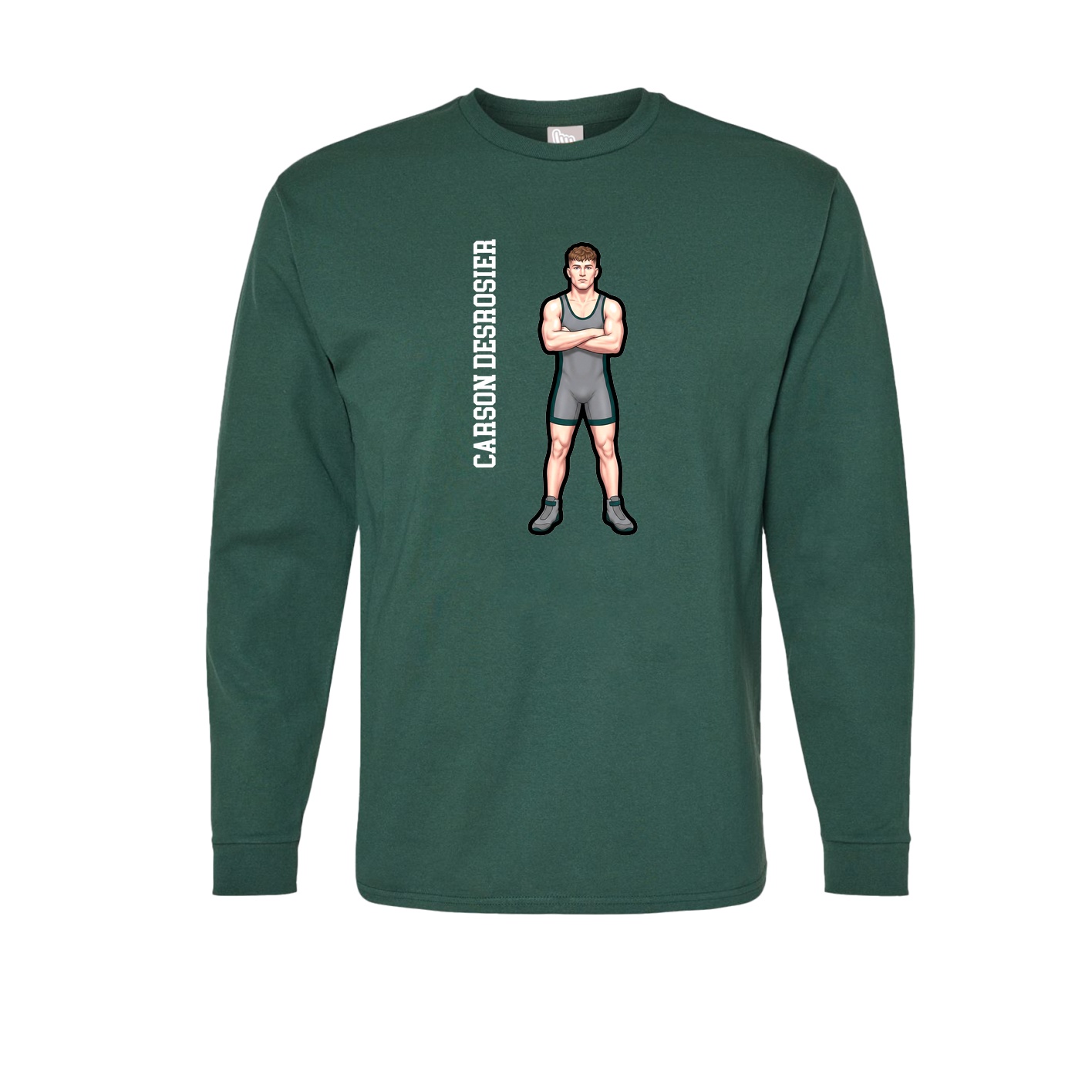 Long Sleeve Tee — Name Vertical in Green