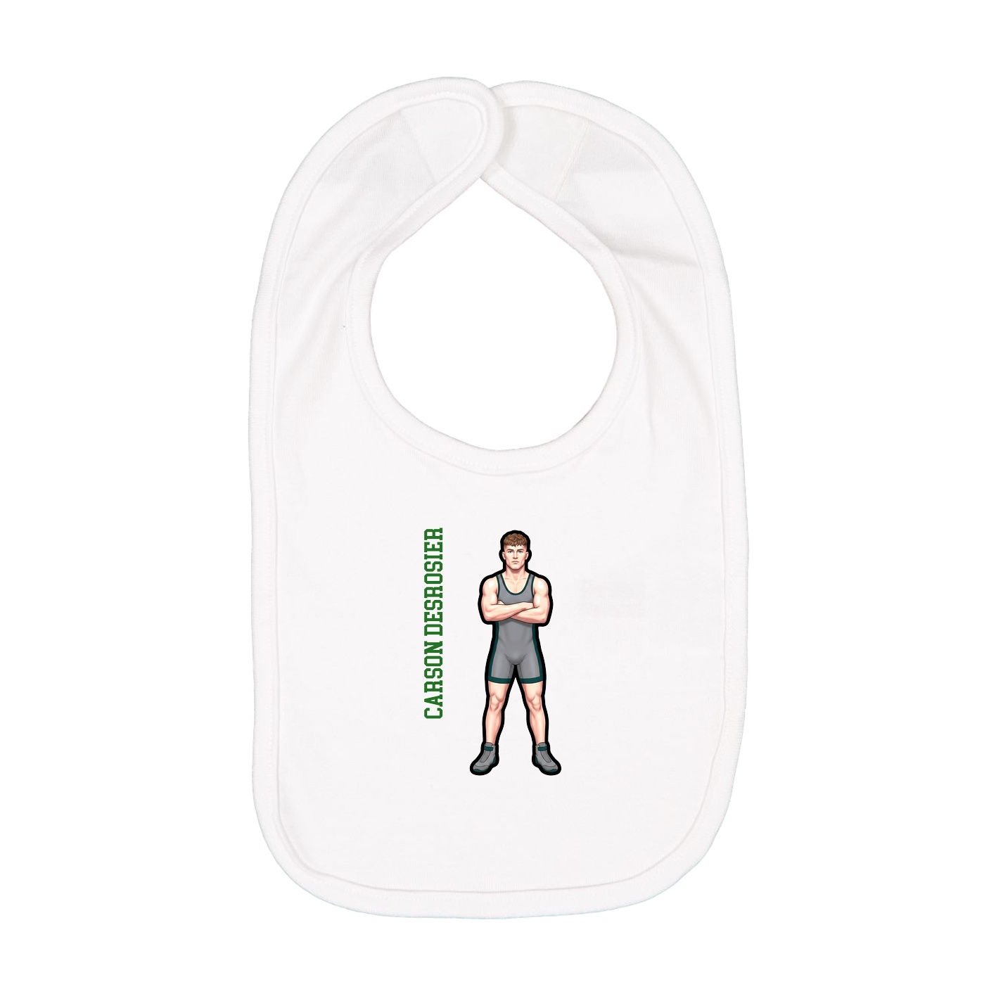Infant Bib — Name Vertical in White