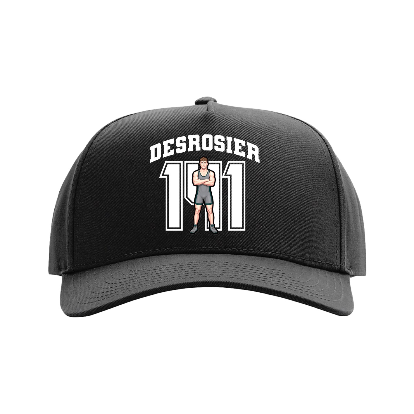 Full Fabric Five-Panel Champ Cap — Number in Black