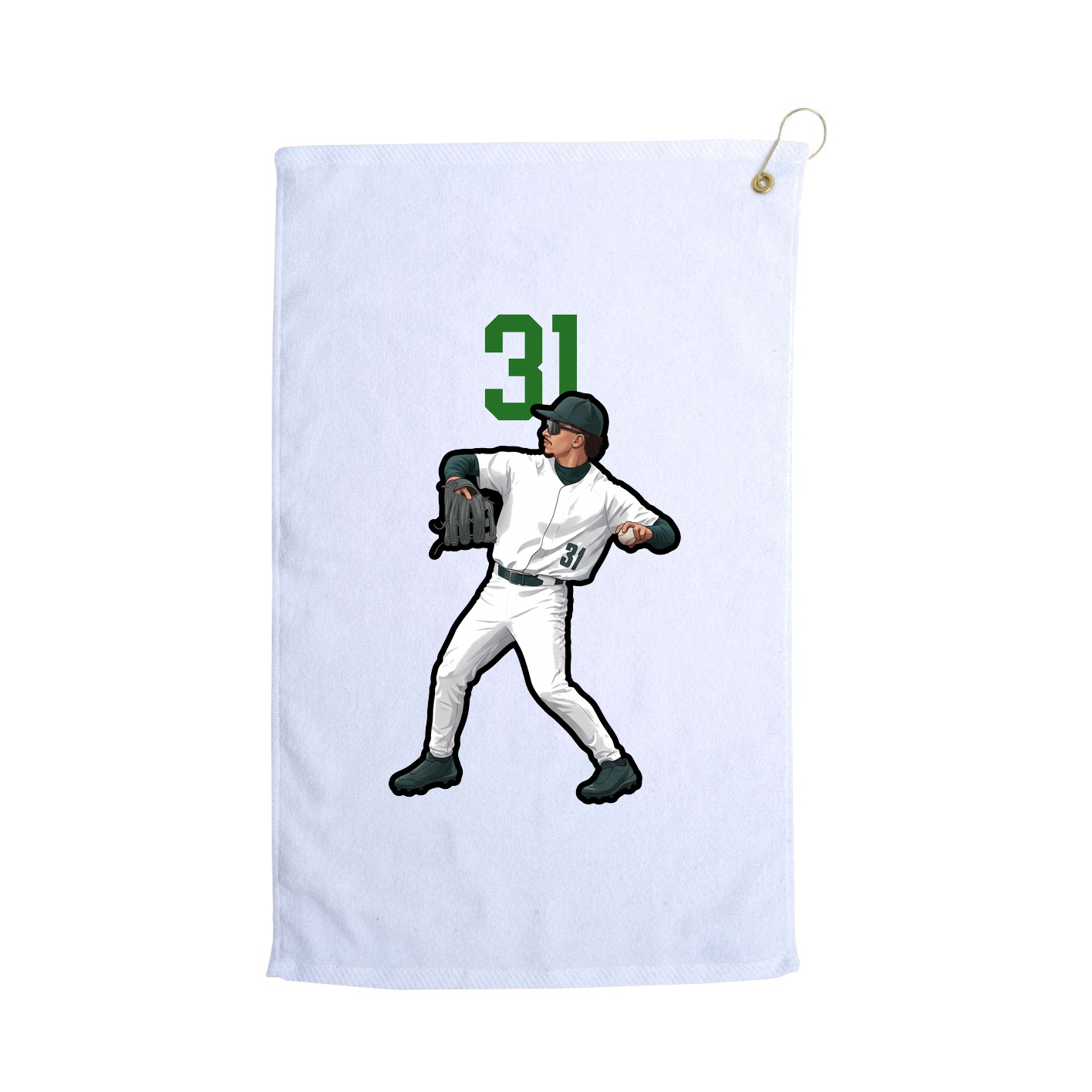 Golf Towel — Number Top in White