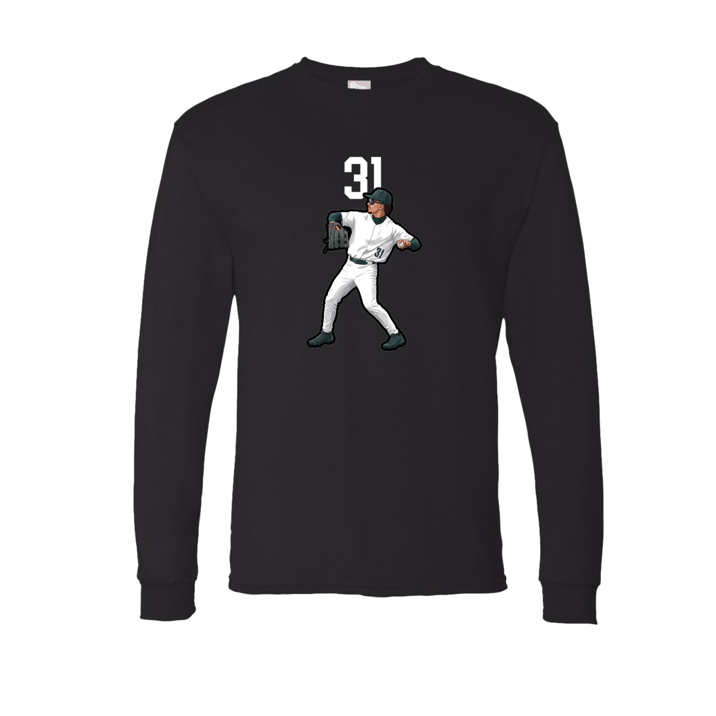 Long Sleeve Tee — Number Top in Black