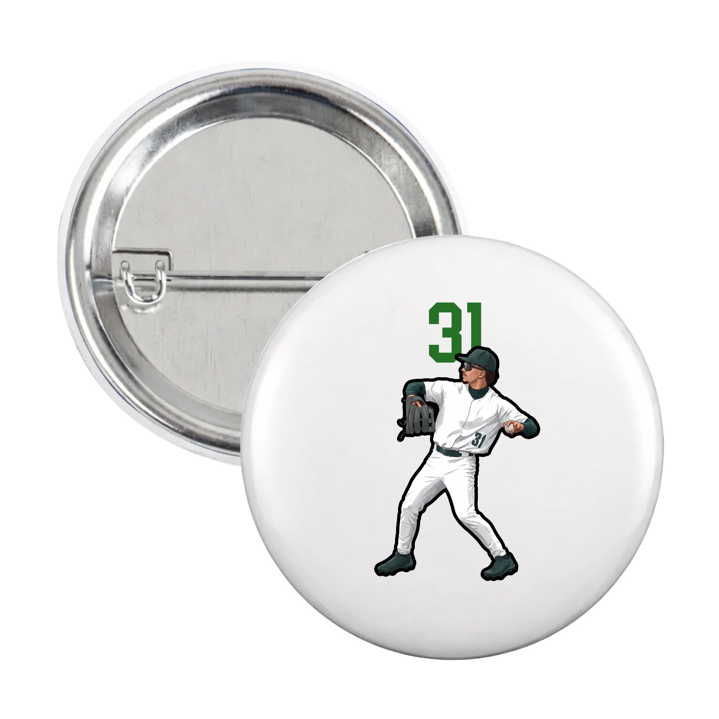 Game Day Button — Number Top in White
