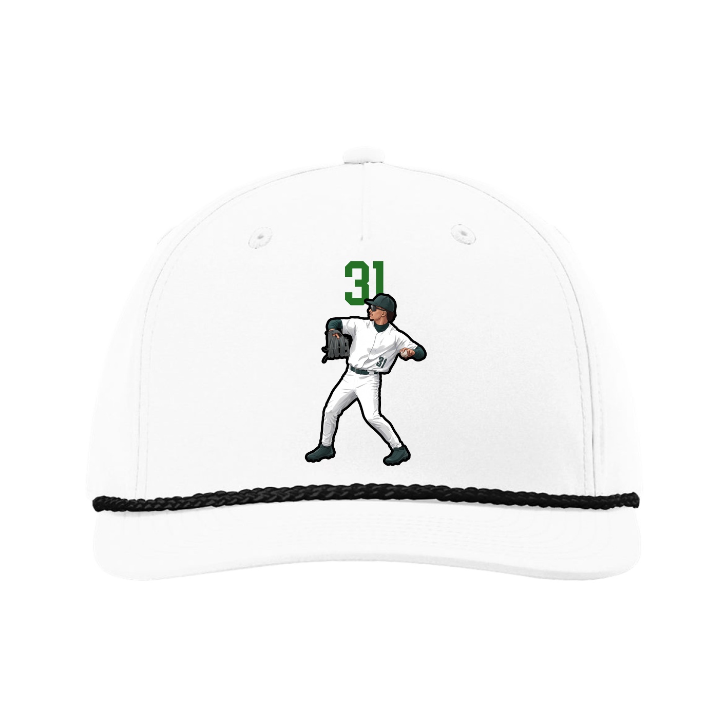 Five-Panel Classic Rope Cap — Number Top in White