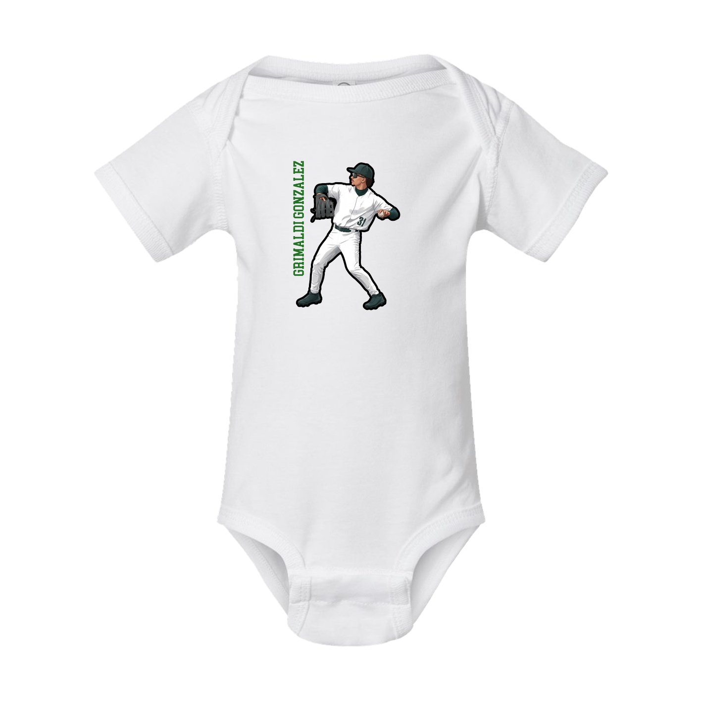 Baby Onesie — Name Vertical in White