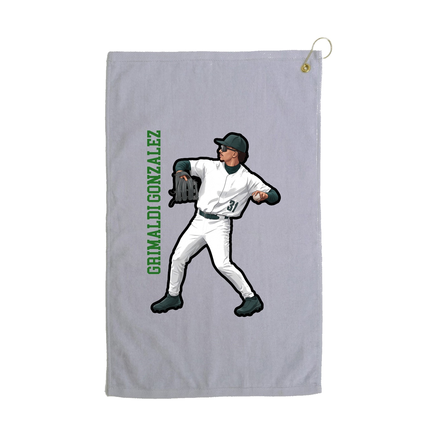 Golf Towel — Name Vertical in Grey
