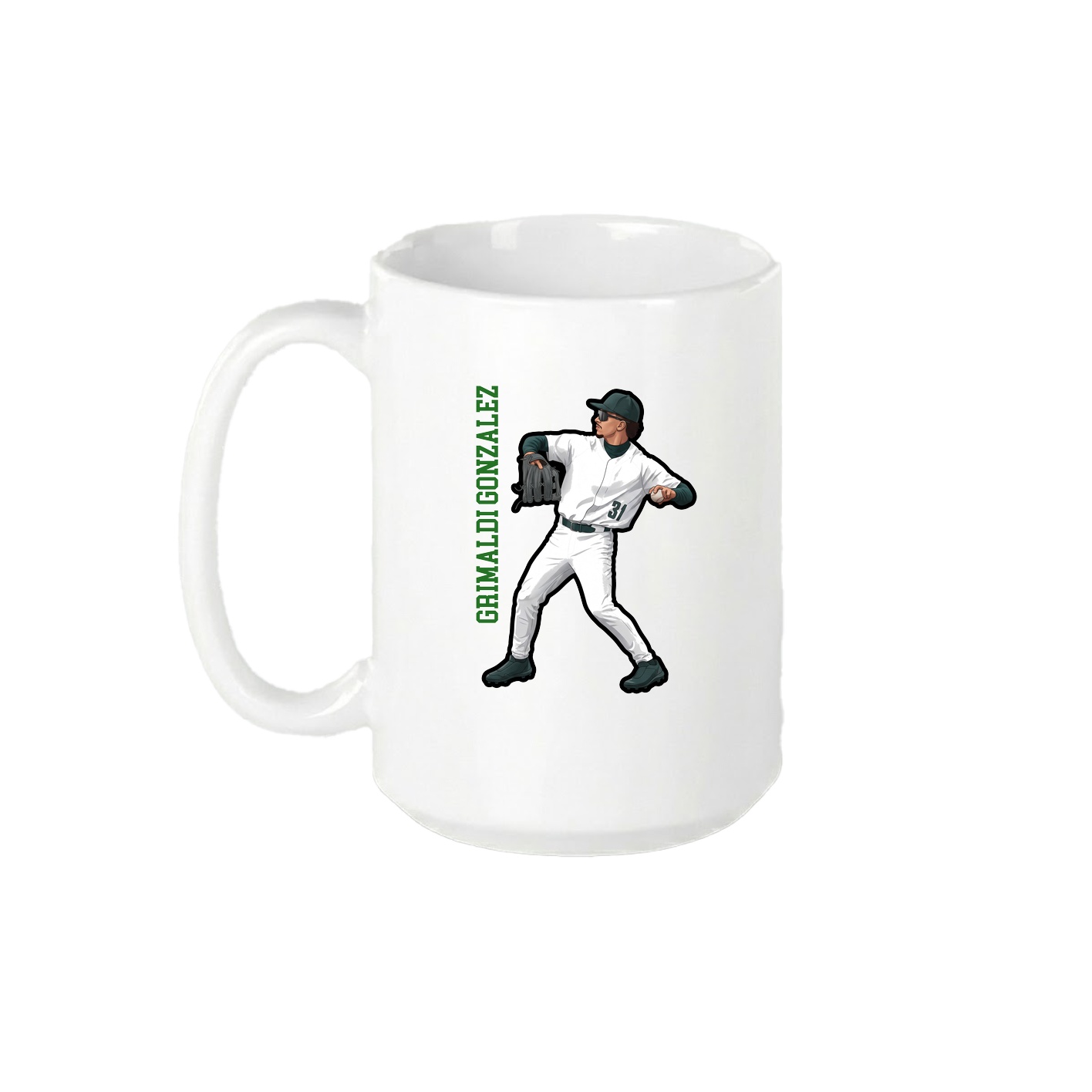 15oz Coffee Mug — Name Vertical in White