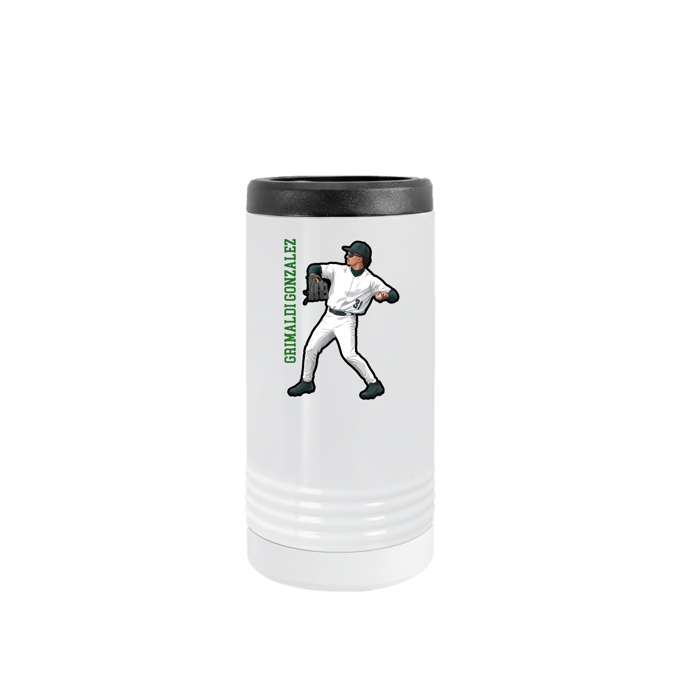 Slim Beverage Holder — Name Vertical in White