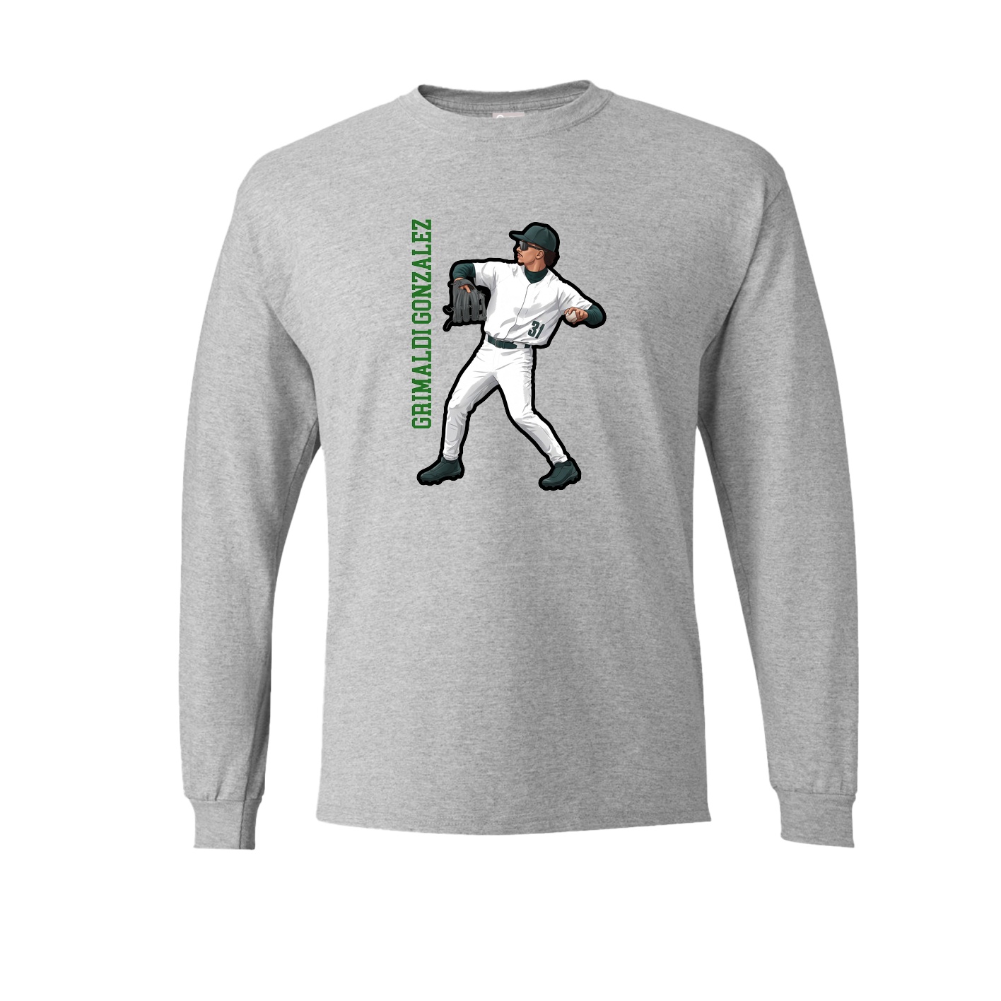 Long Sleeve Tee — Name Vertical in Grey