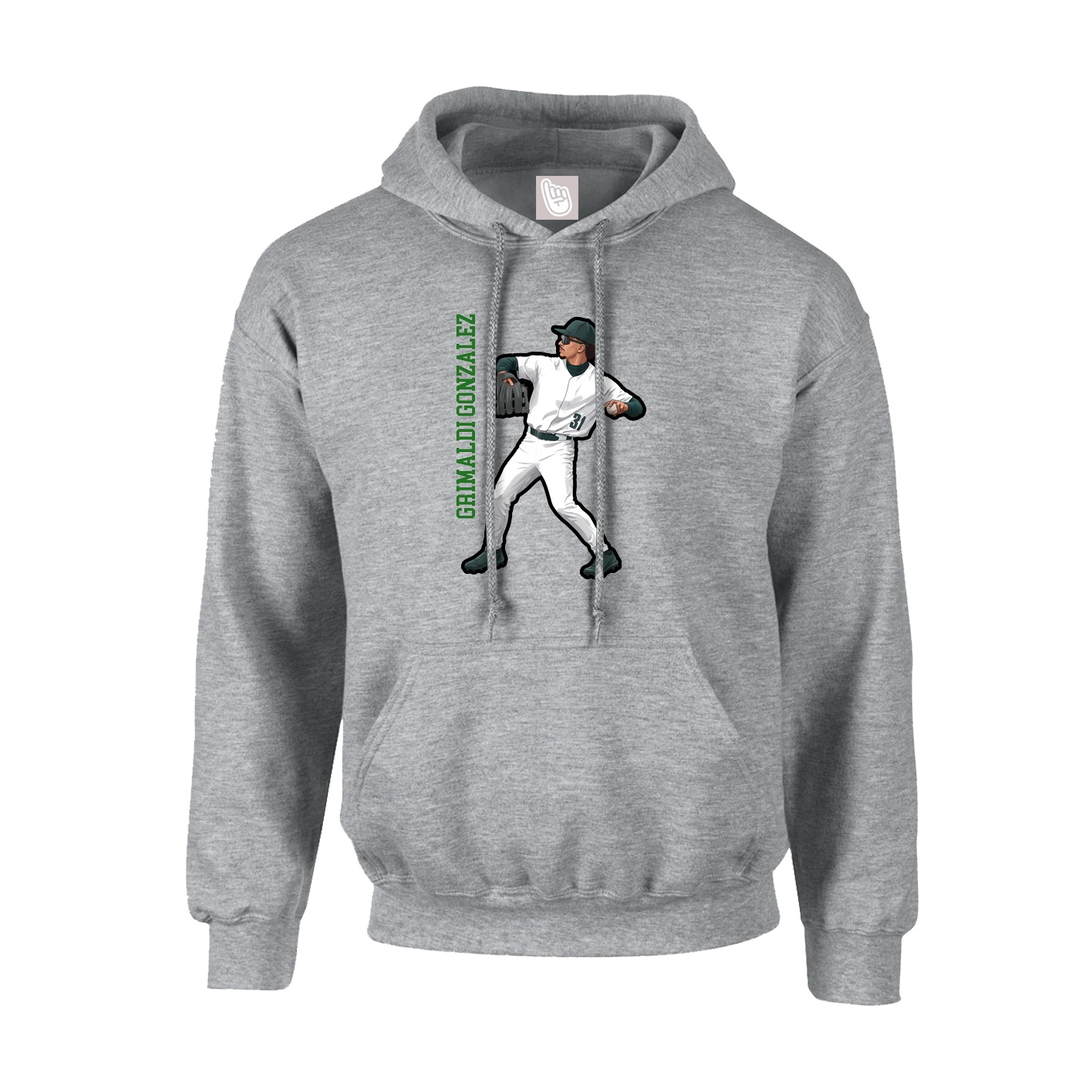 Hoodie — Name Vertical in Grey