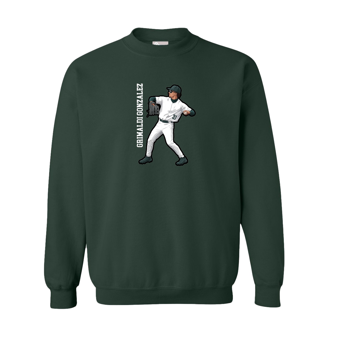 Fleece Crew — Name Vertical in Green