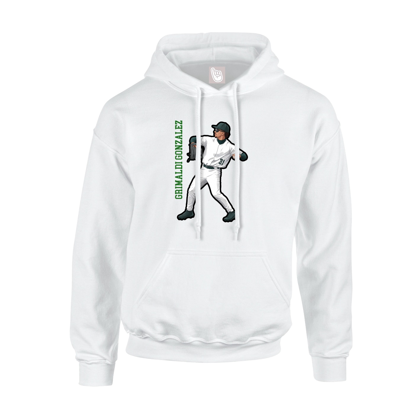 Youth Hoodie — Name Vertical in White