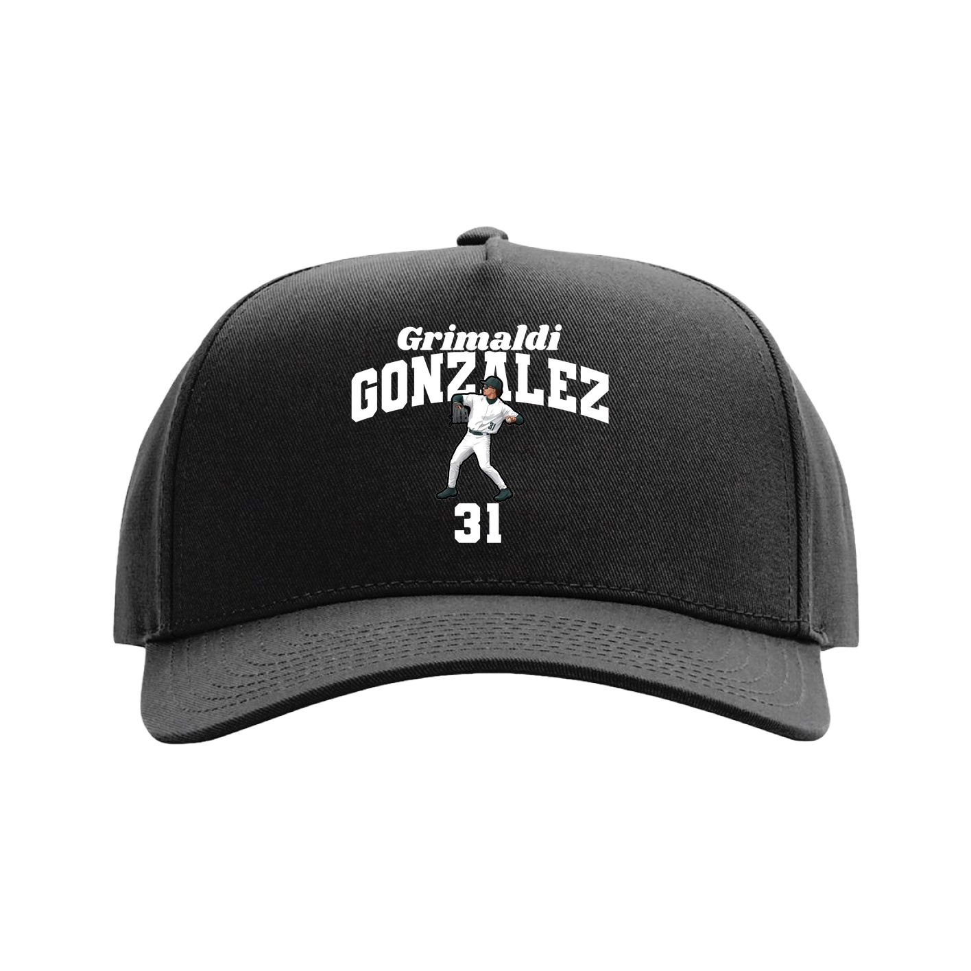 Full Fabric Five-Panel Champ Cap — Signature Arch in Black