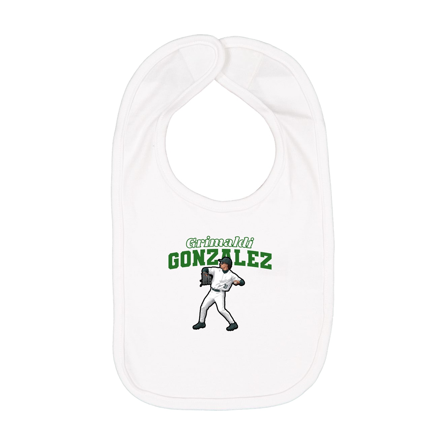 Infant Bib — Name Arch in White