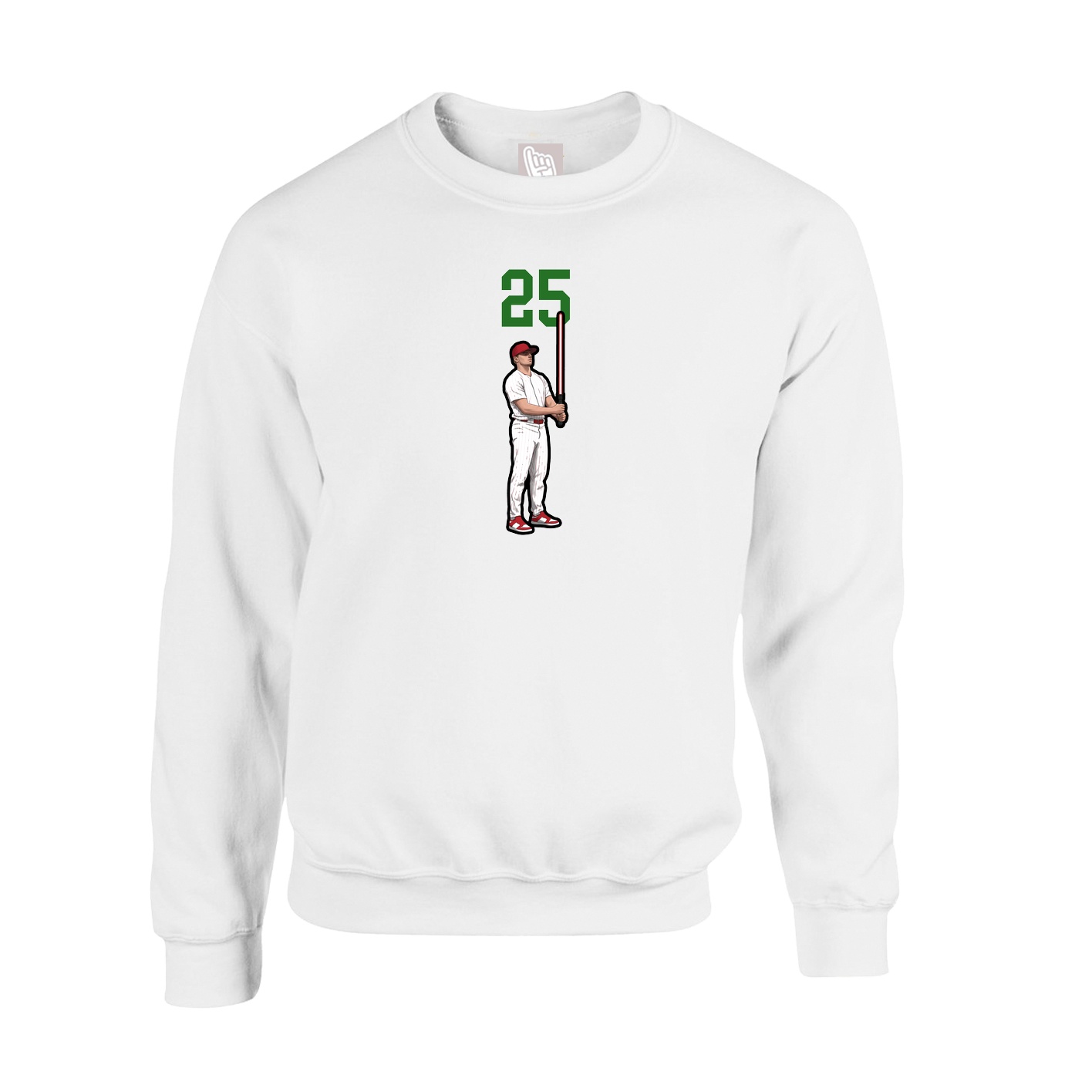 Fleece Crew — Number Top in White