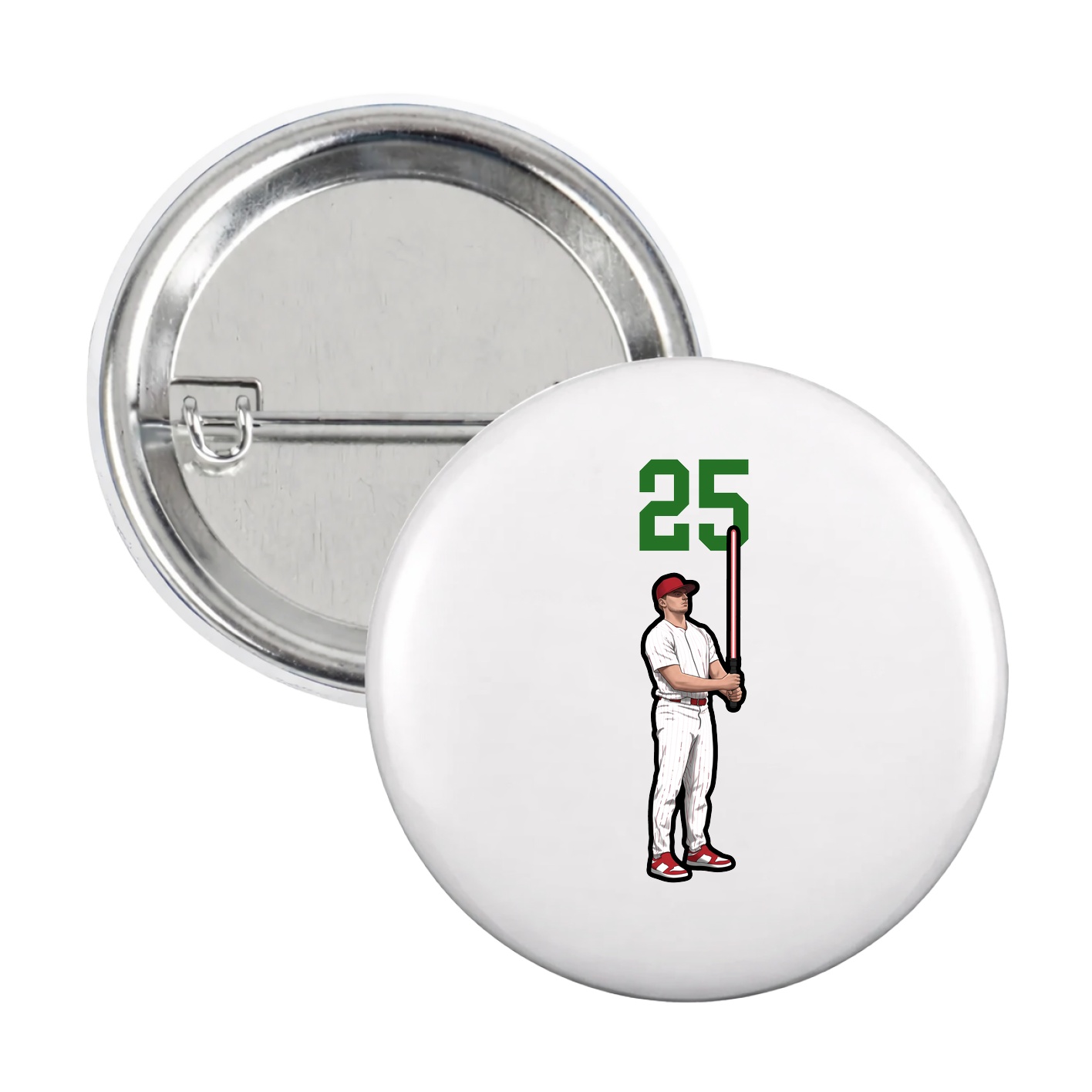 Game Day Button — Number Top in White