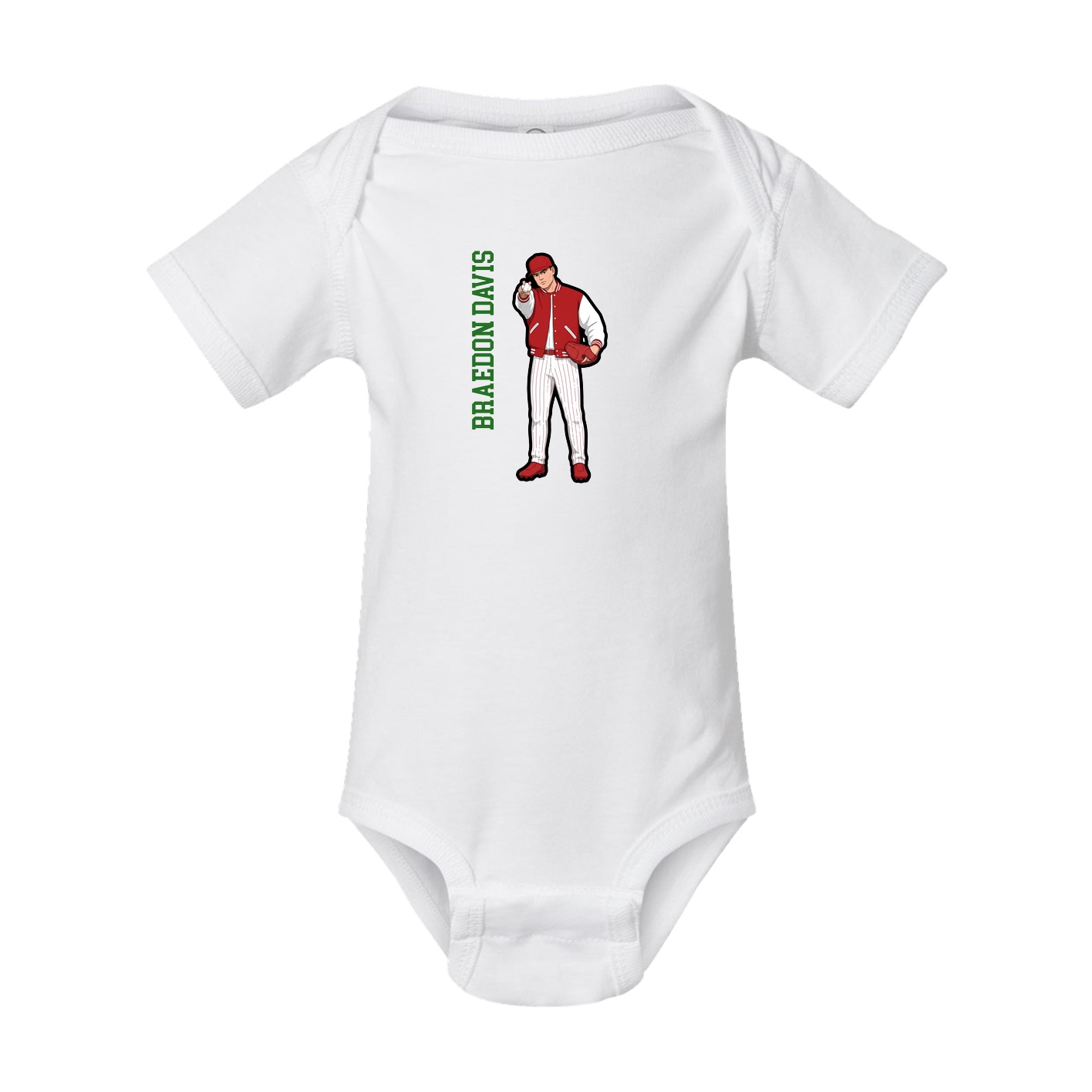 Baby Onesie — Name Vertical in White