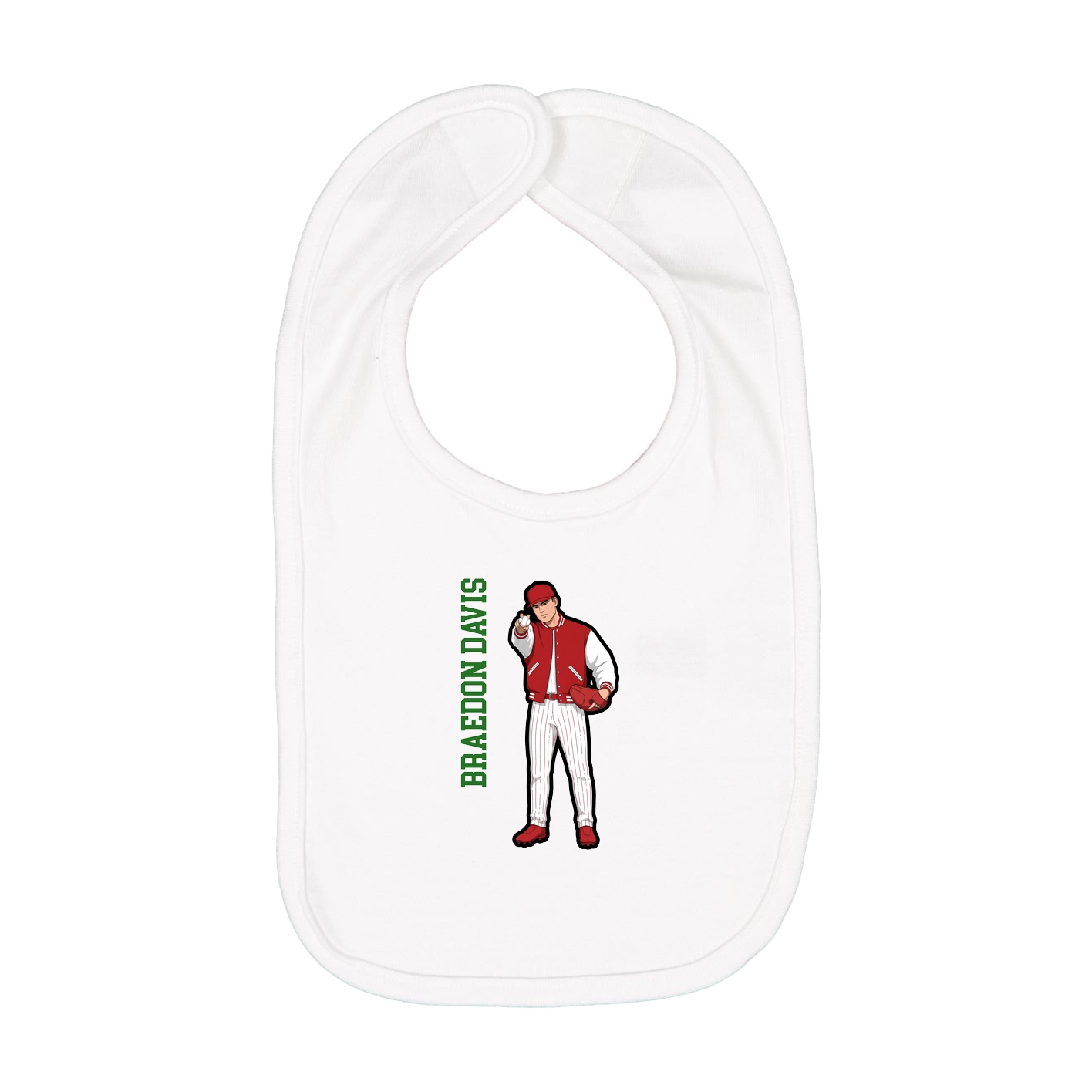 Infant Bib — Name Vertical in White