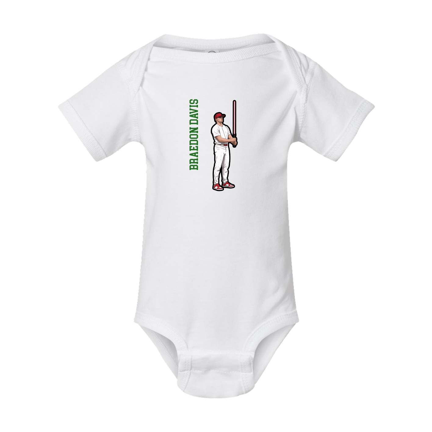 Baby Onesie — Name Vertical in White