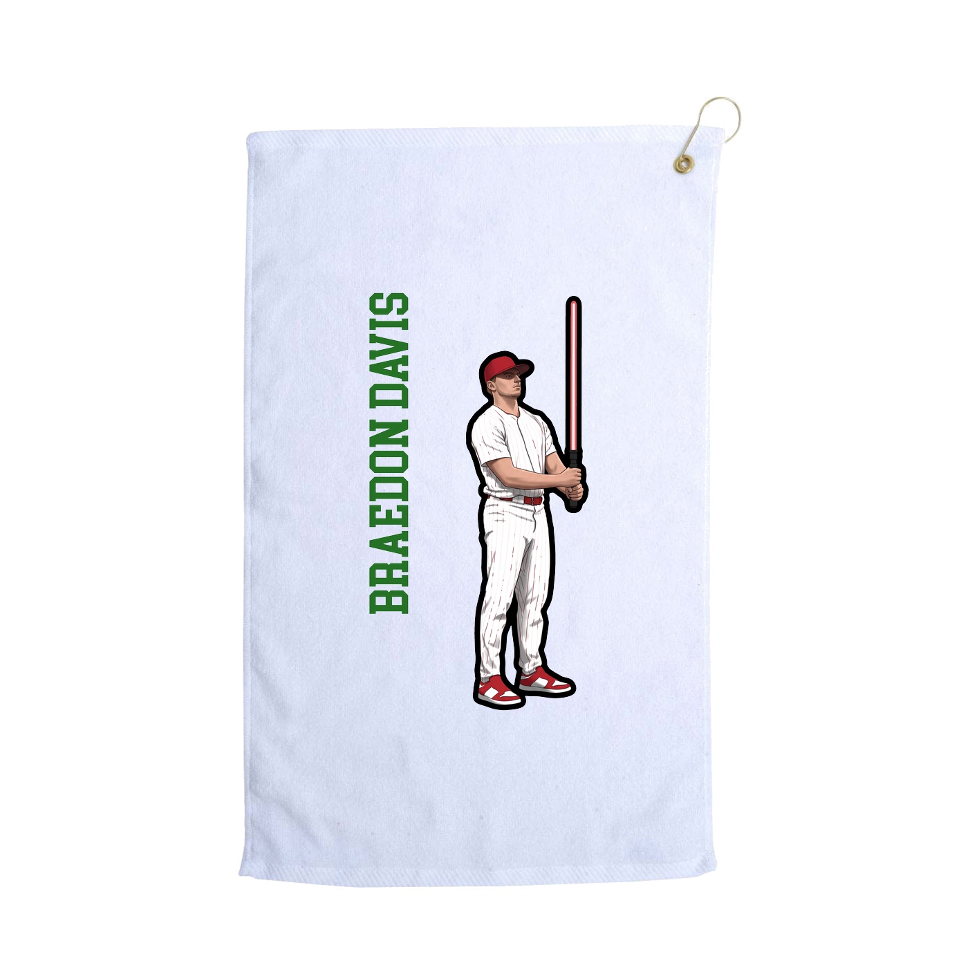 Golf Towel — Name Vertical in White