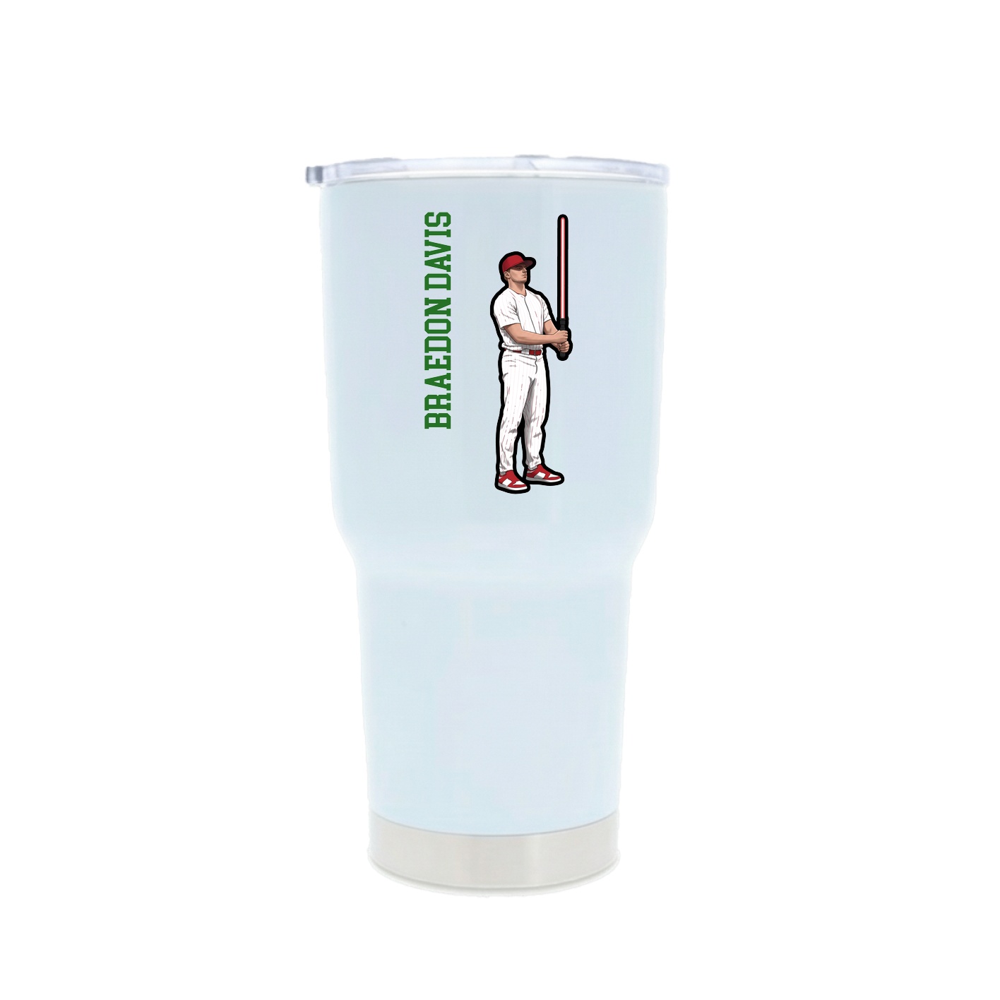 30oz Stainless Steel Tumbler — Name Vertical in White