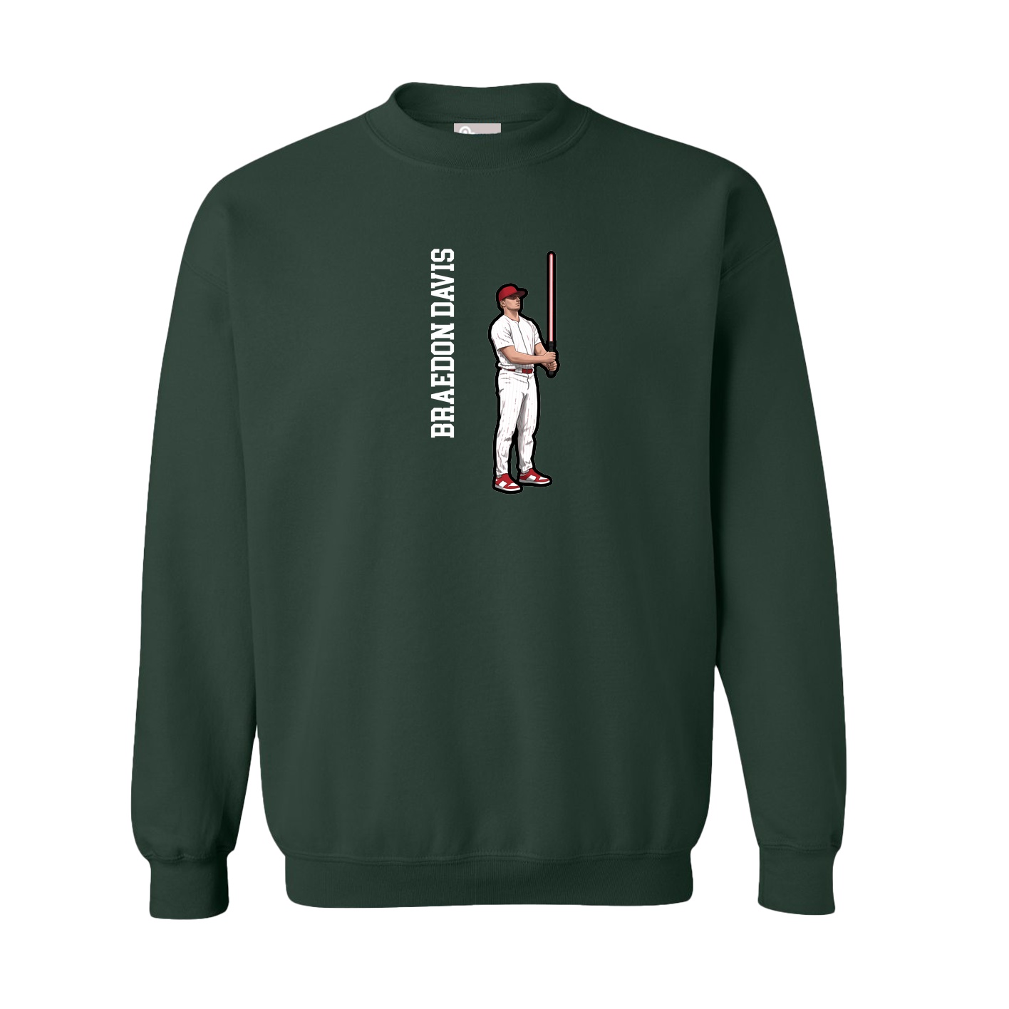 Fleece Crew — Name Vertical in Green
