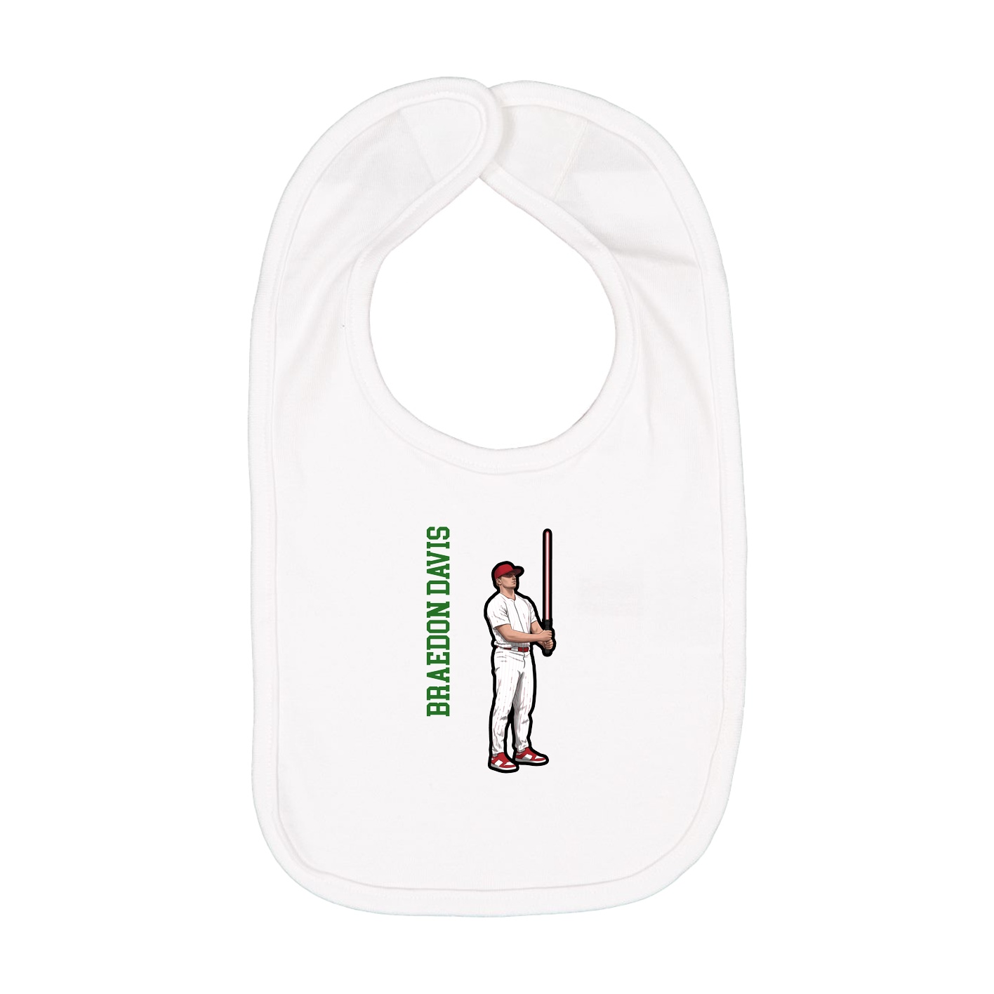 Infant Bib — Name Vertical in White