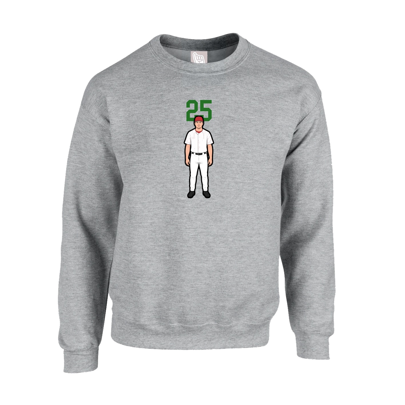 Fleece Crew — Number Top in Grey