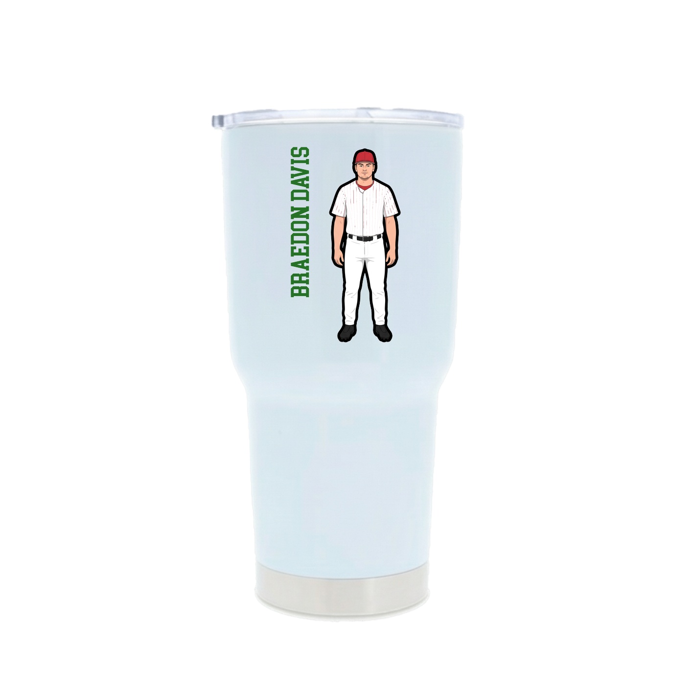 30oz Stainless Steel Tumbler — Name Vertical in White
