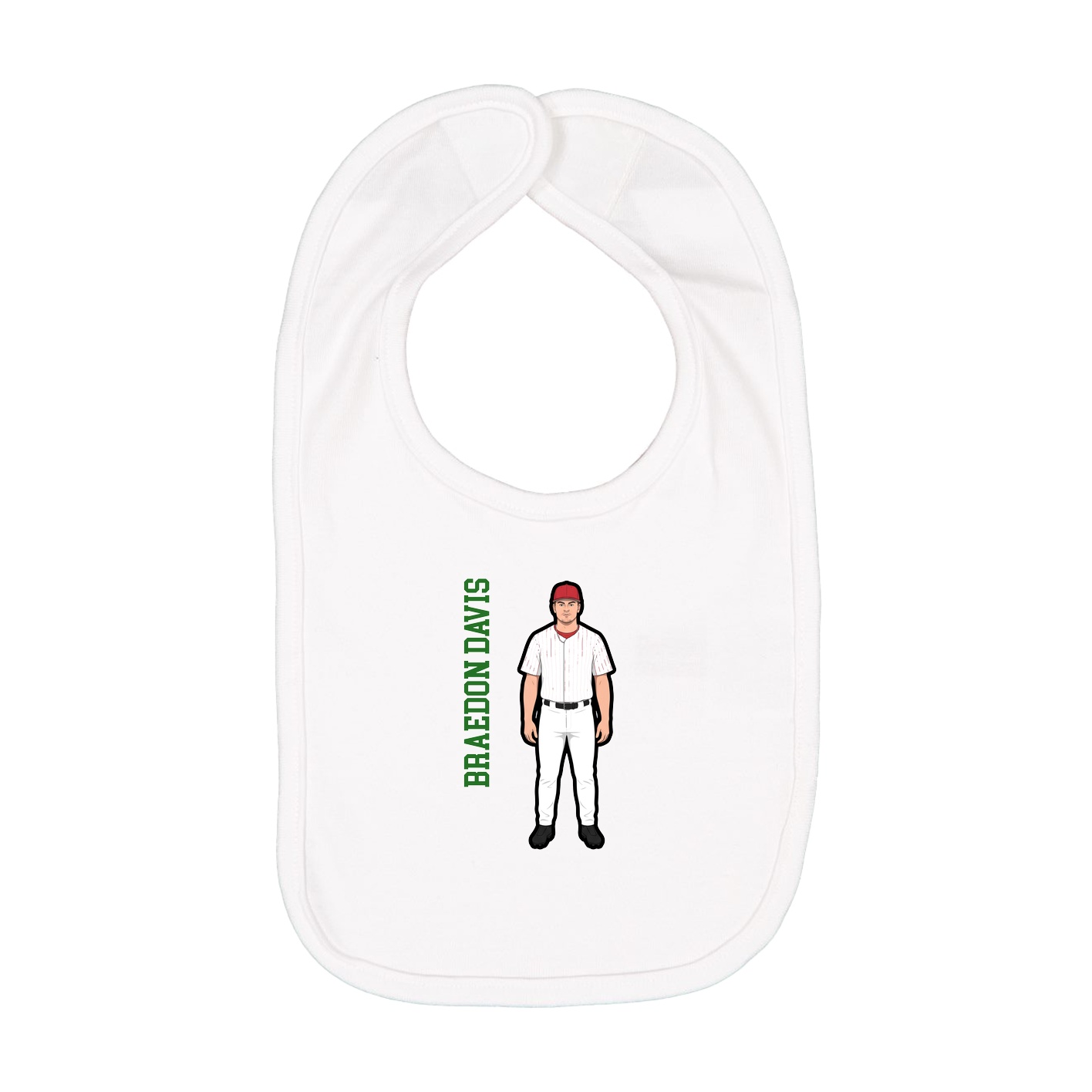 Infant Bib — Name Vertical in White
